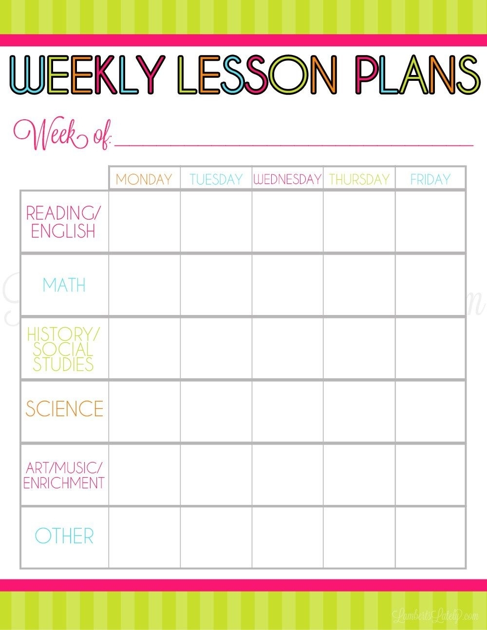 Monthly Lesson Plan Calendar Template Month Calendar Printable
