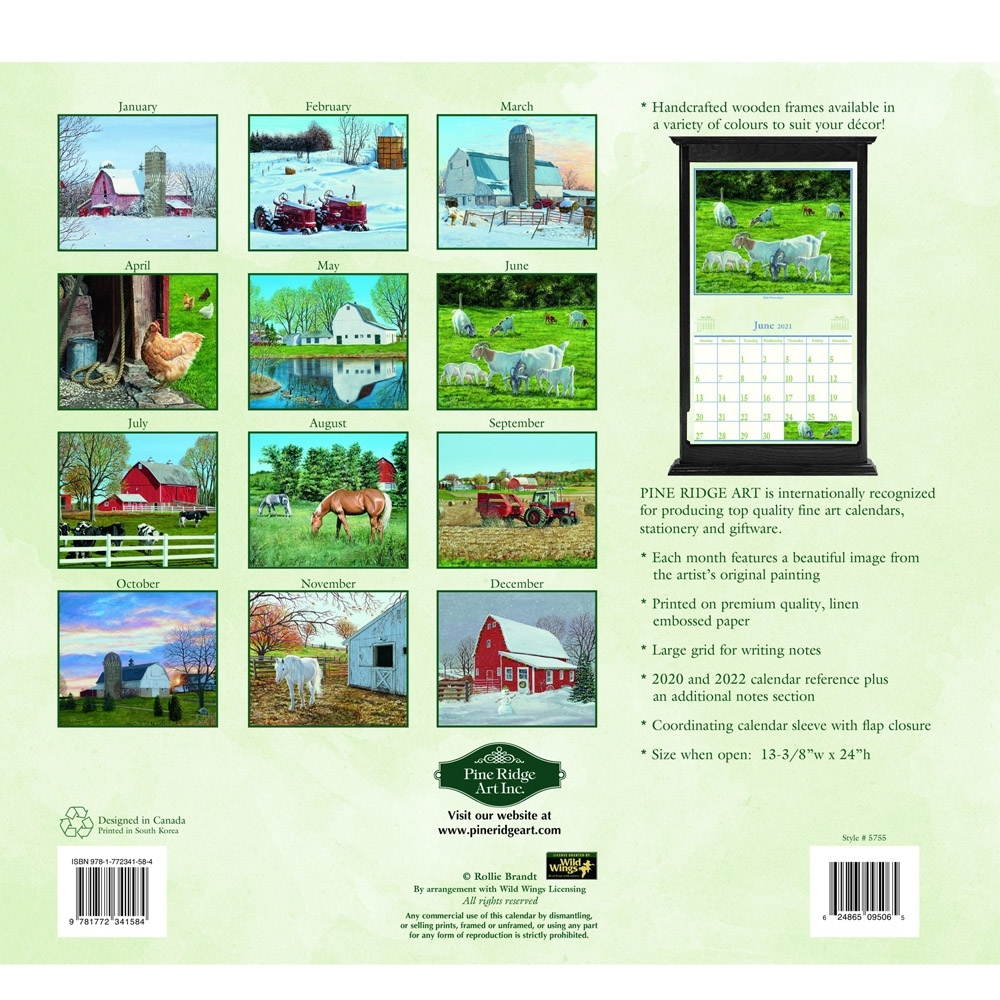 Pine Ridge 2021 Calendar Farm Fresh Calender Fits Lang Wall Frame