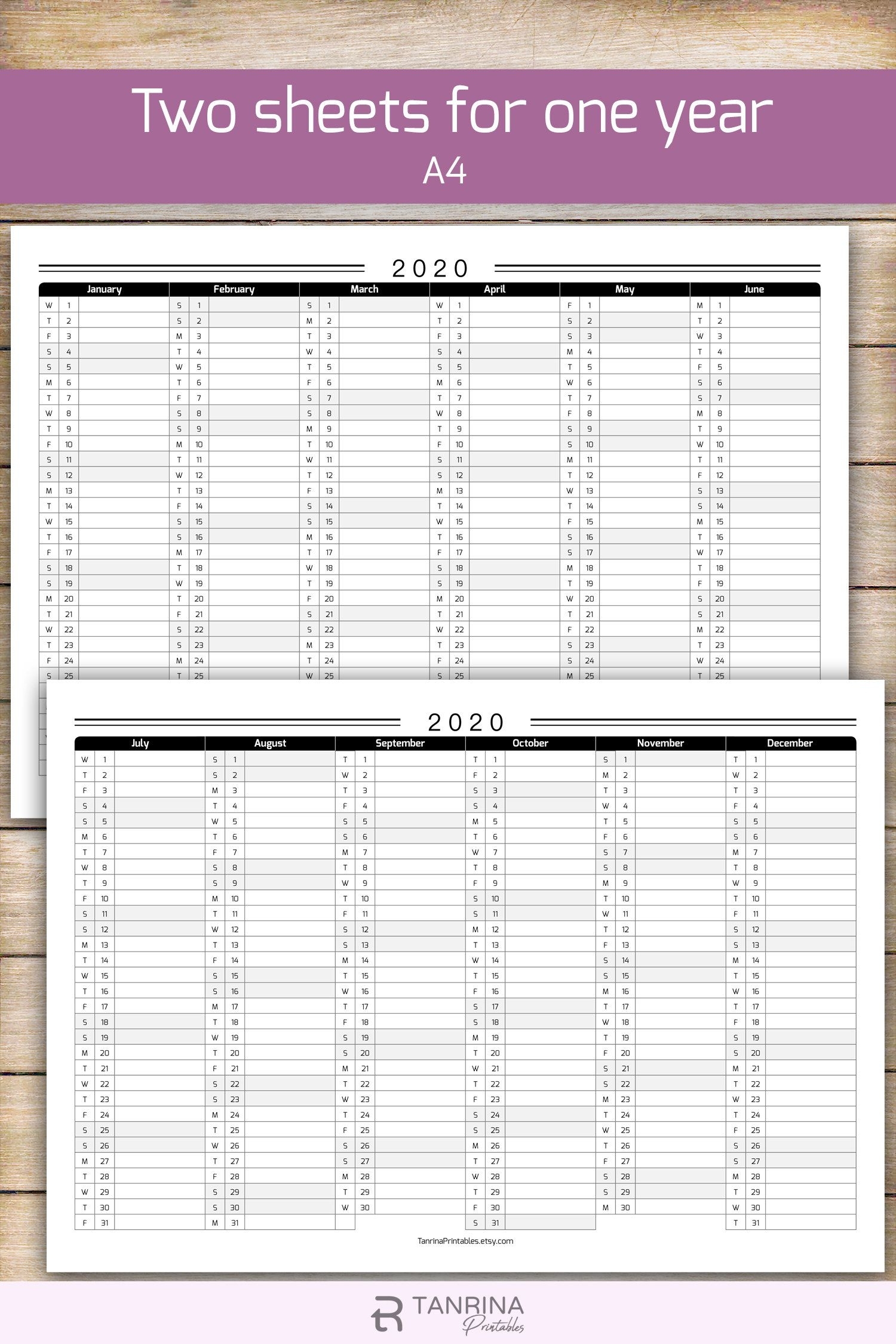 Printable 2021 Calendar Planner Minimalist Half Year Wall