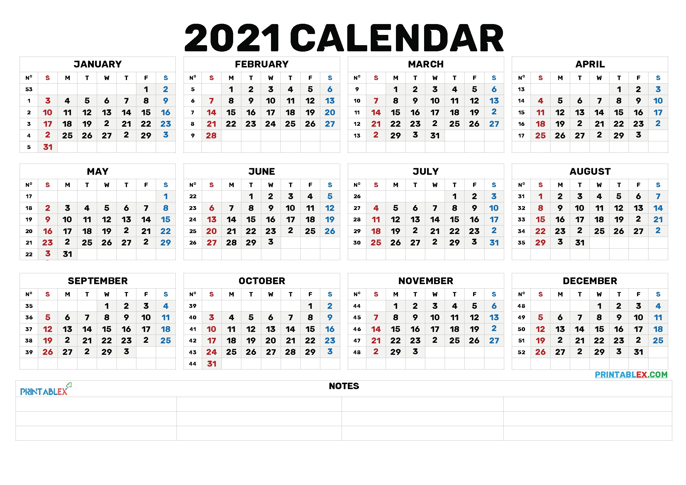 Printable 2021 Calendarmonth – 6 Templates – Free