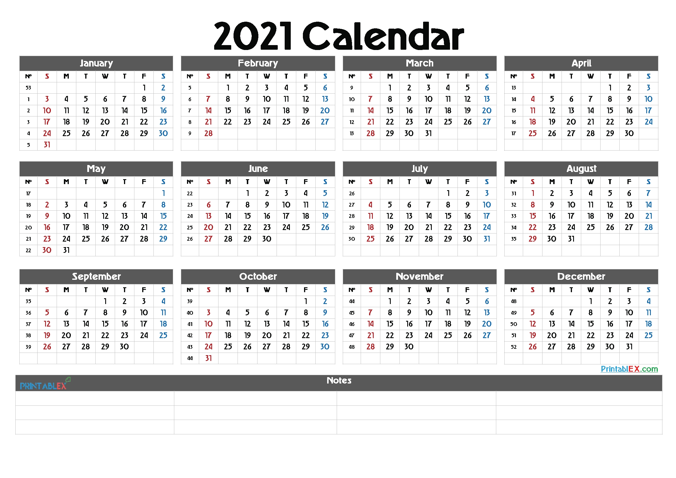 Printable 2021 Calendaryear – Free Printable 2020