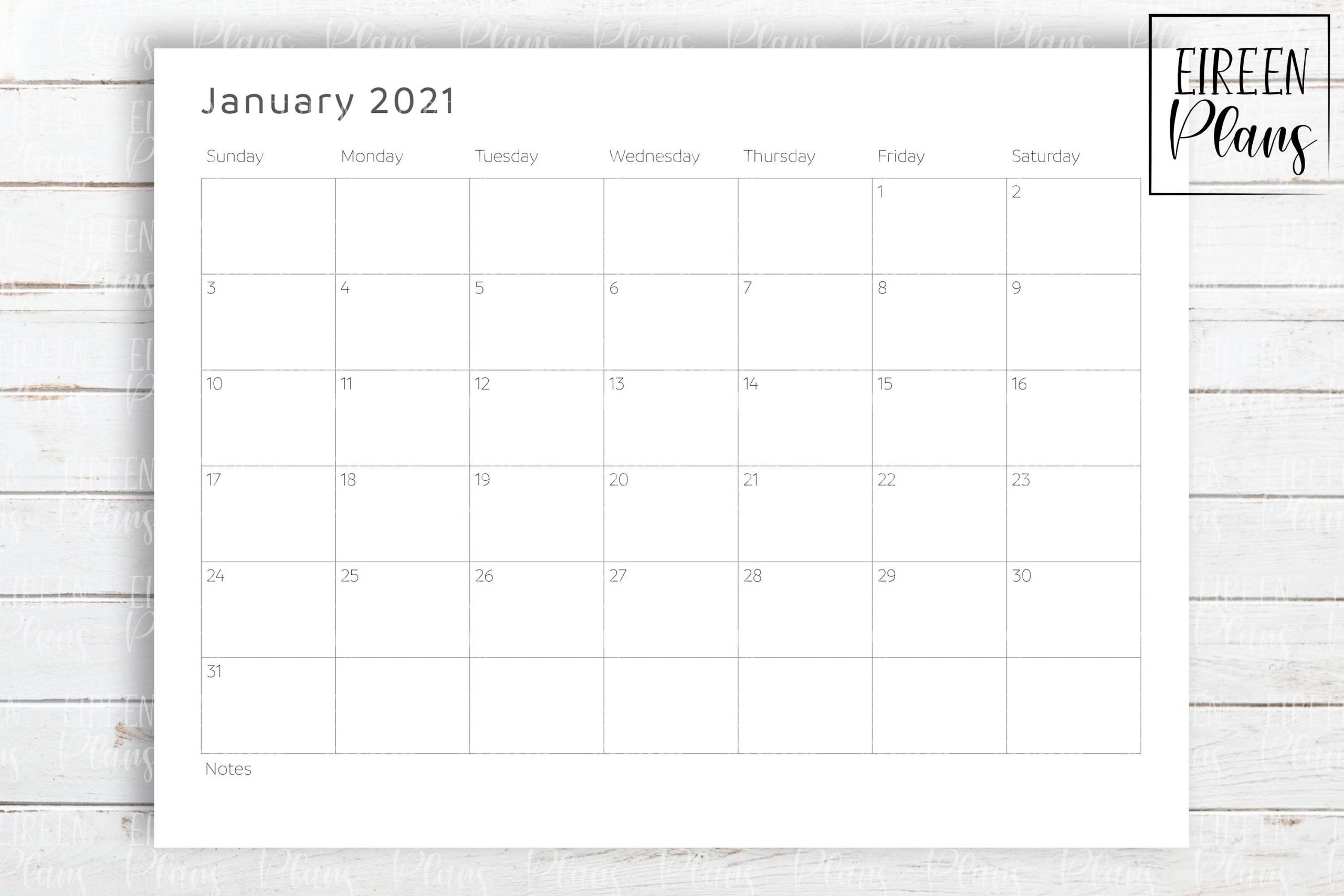 Printable 2021 Write-On Minimalist Calendar