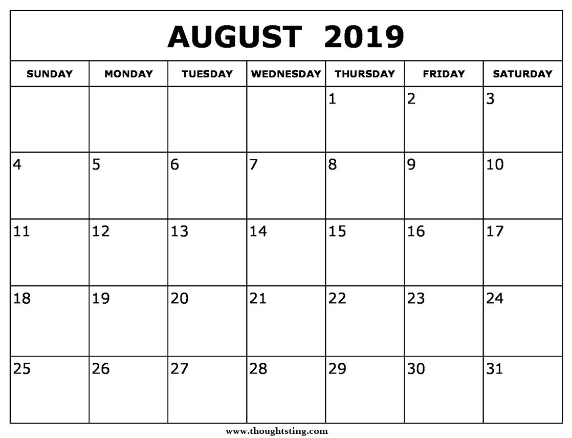 Printable Calendar For August 2019 Page | August Calendar