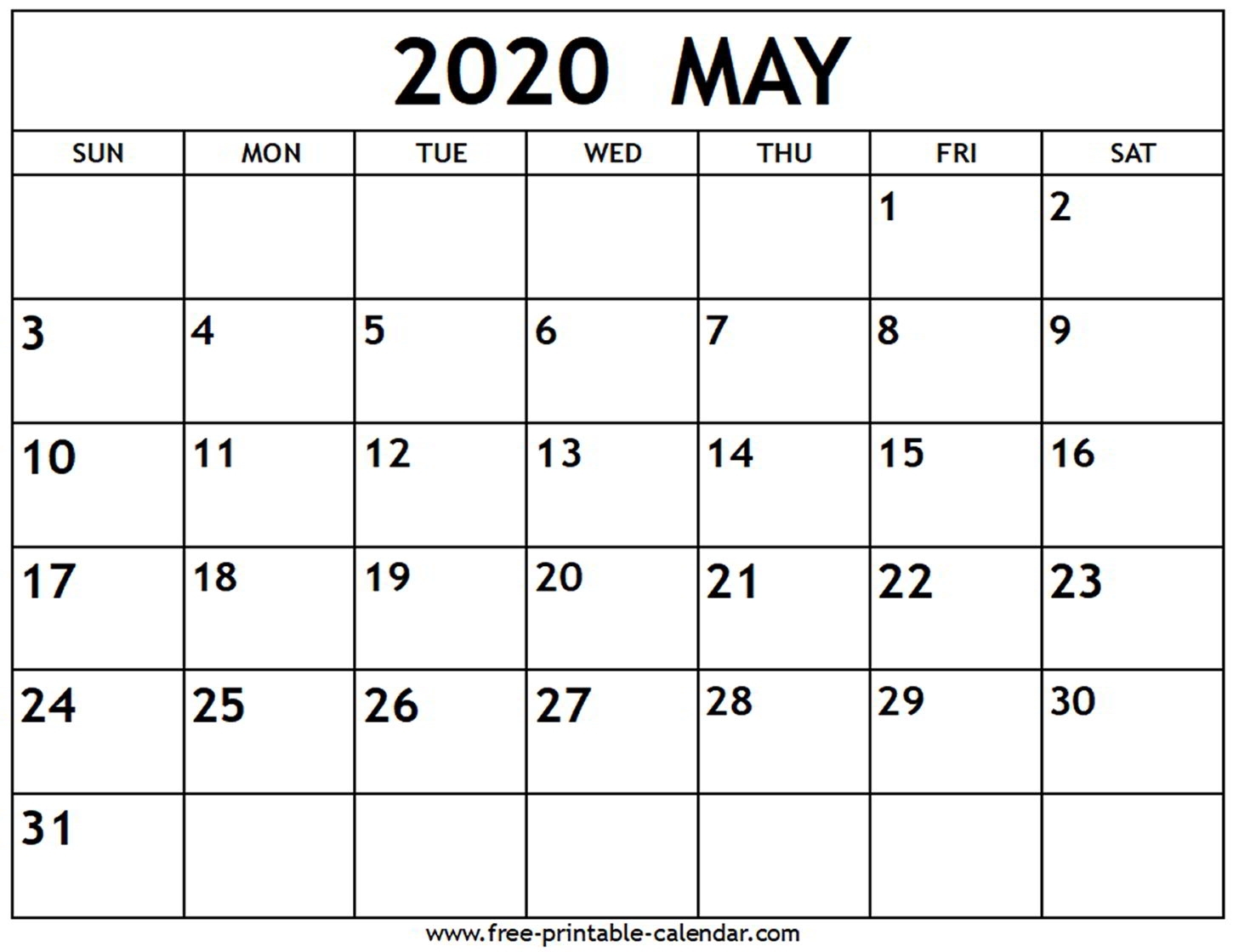 Free May Calendar Printable