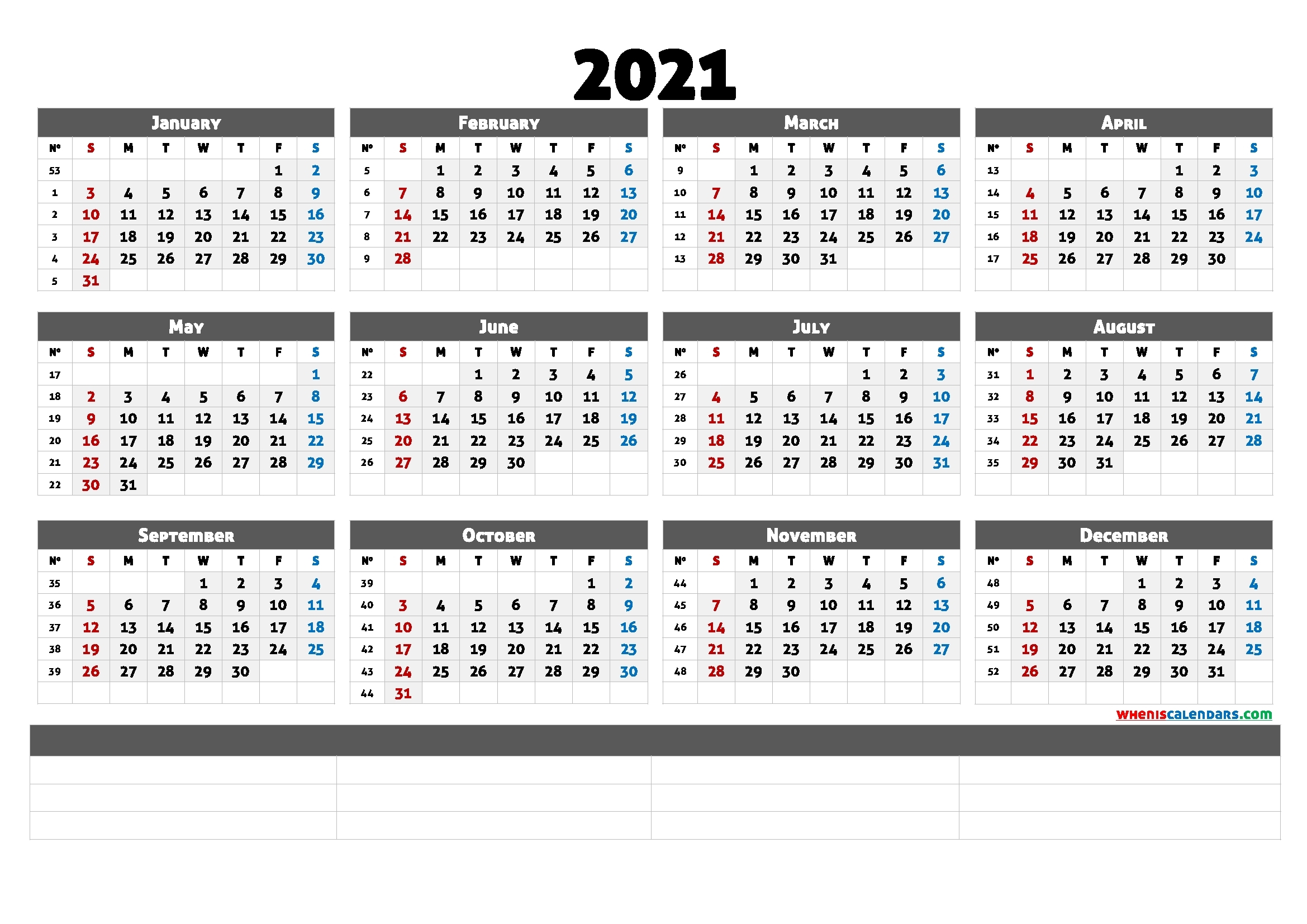 Printable Calendar Templates 2021 (6 Templates) – Free