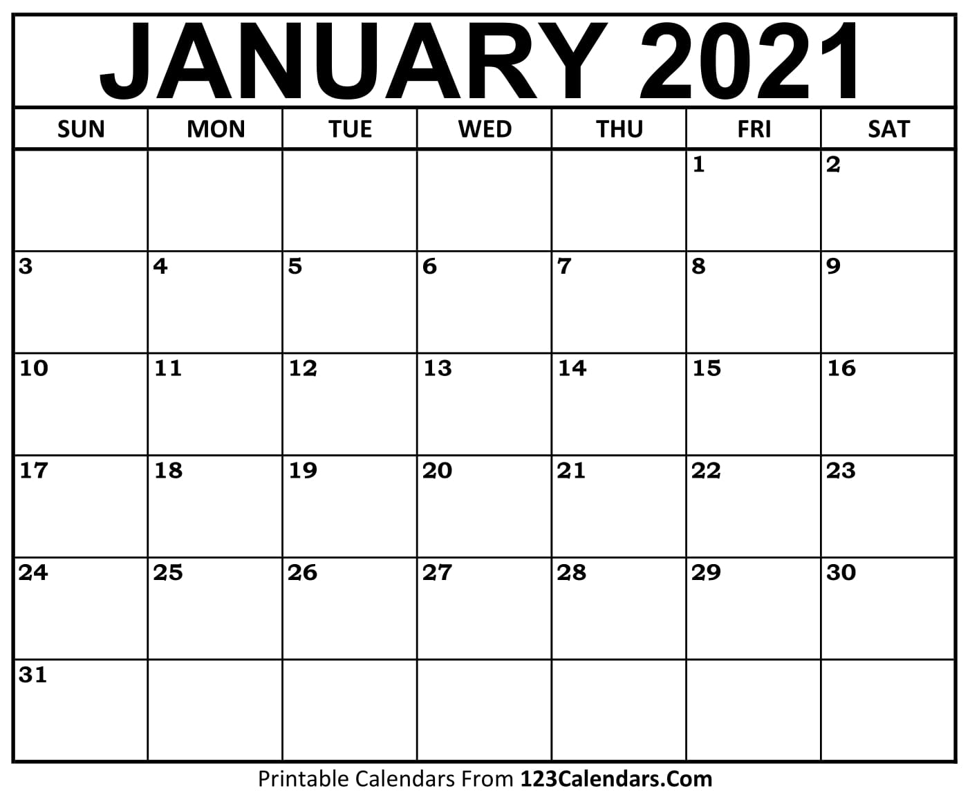 Printable January 2021 Calendar Templates | 123Calendars