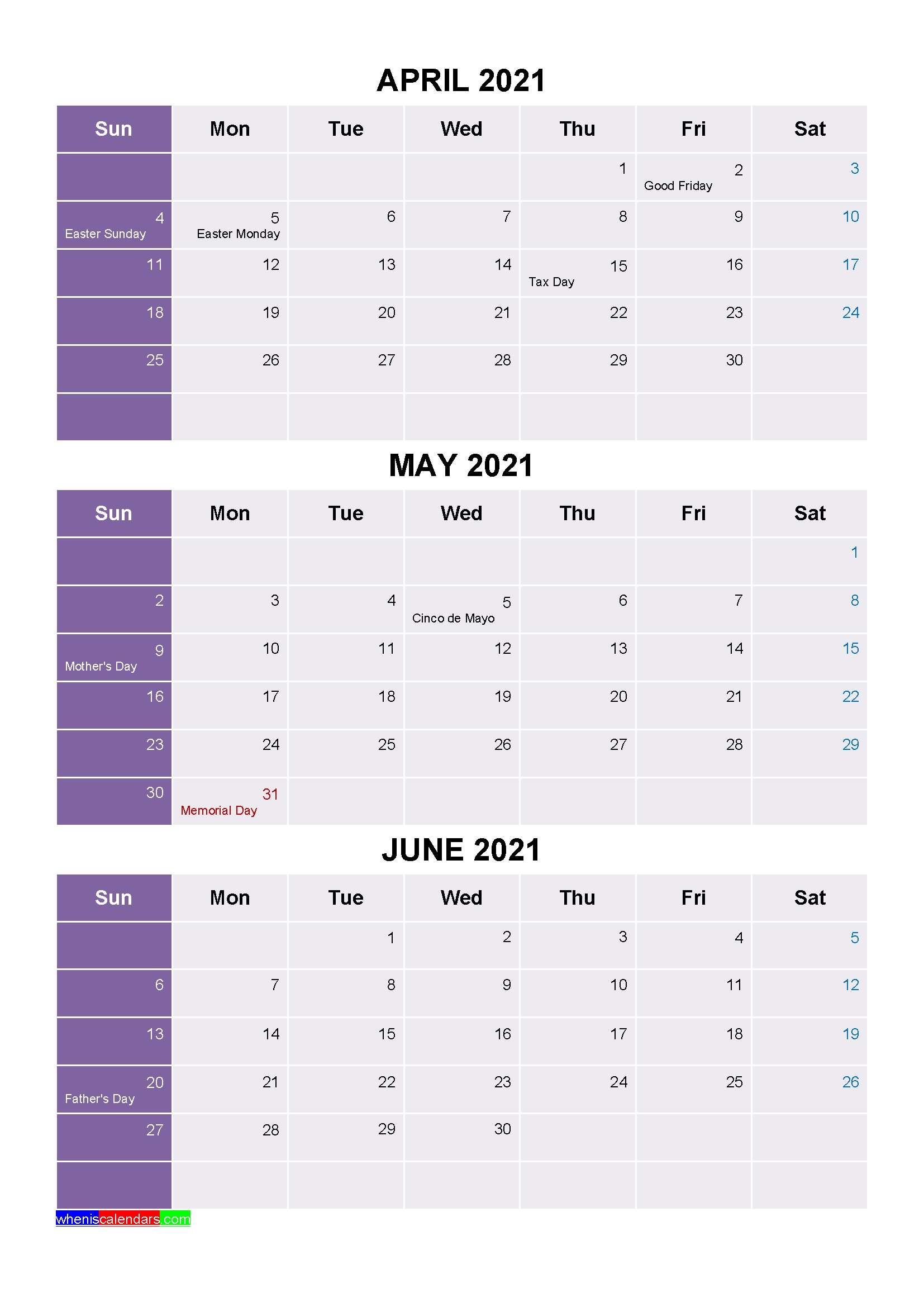 Printable January February March 2021 Calendar With Holidays