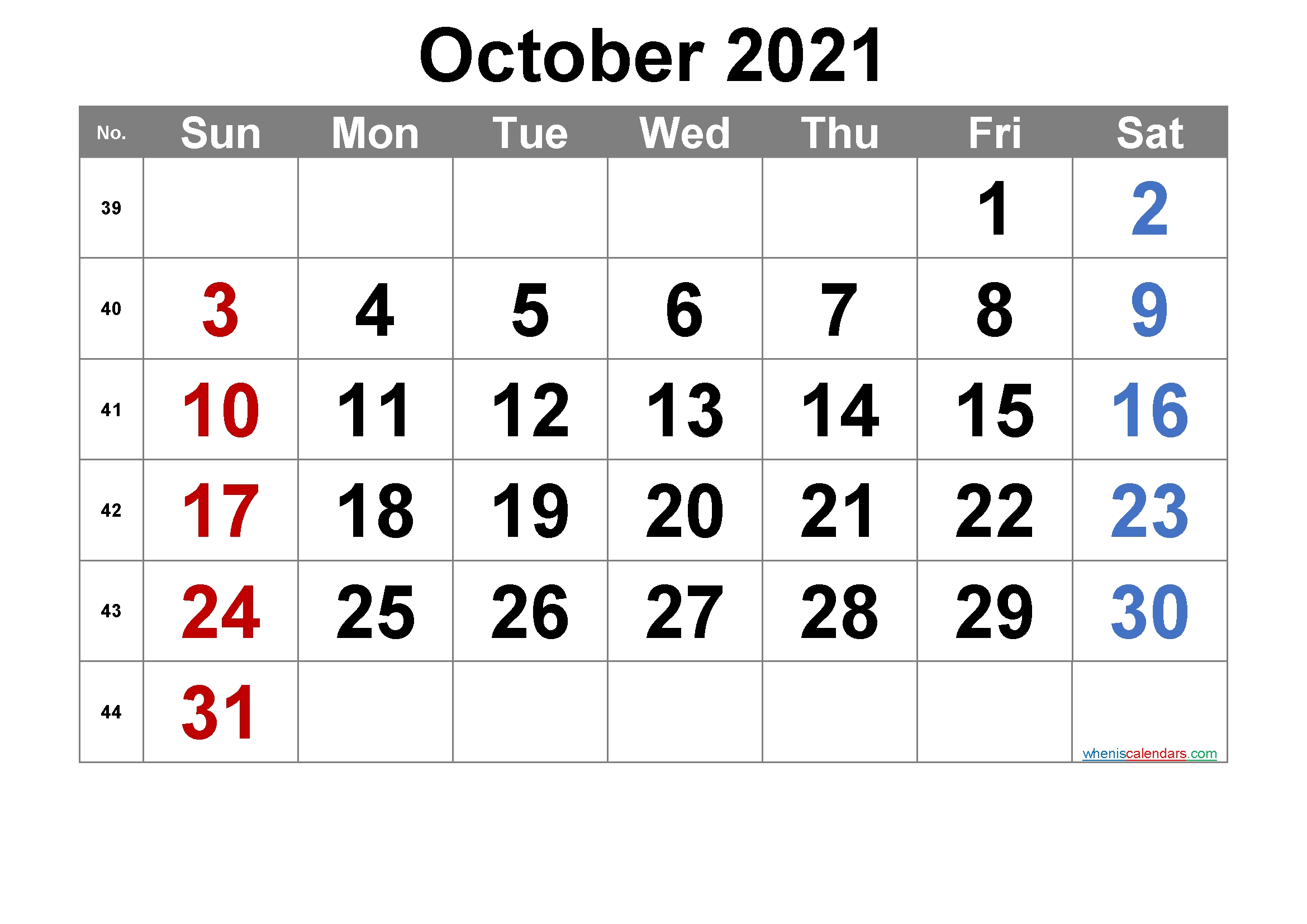 Printable October 2021 Calendar [Free Premium] In 2020