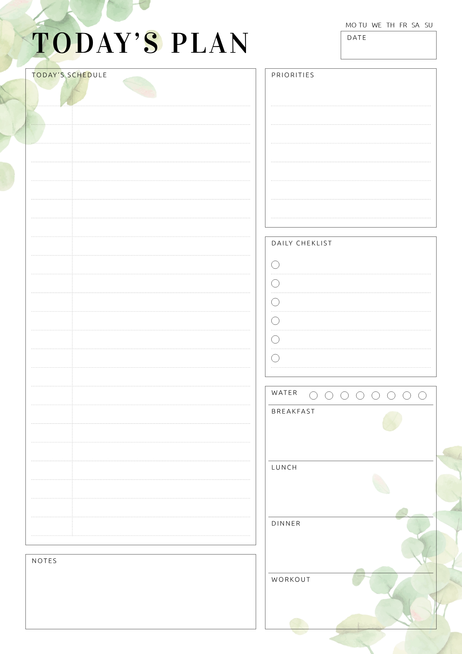 Printable Undated Planner With Daily Checklist Pdf Download