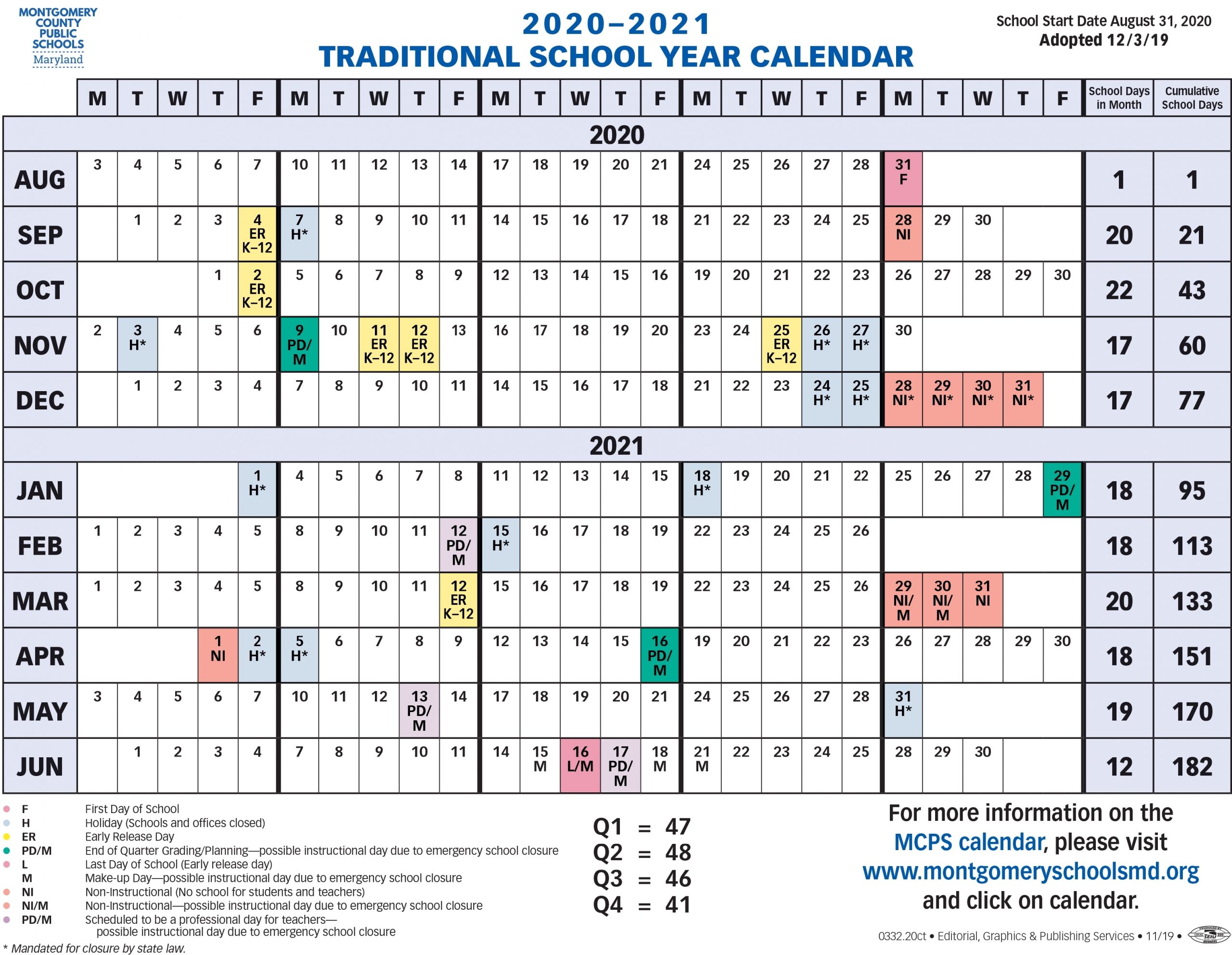 Proposed Calendar 2020-2021 - Montgomery County Public