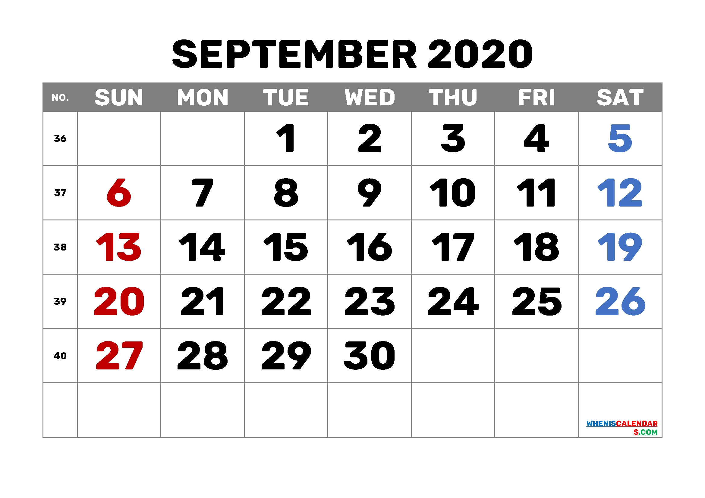 September 2020 Calendar Printable Free 6 Templates – Free