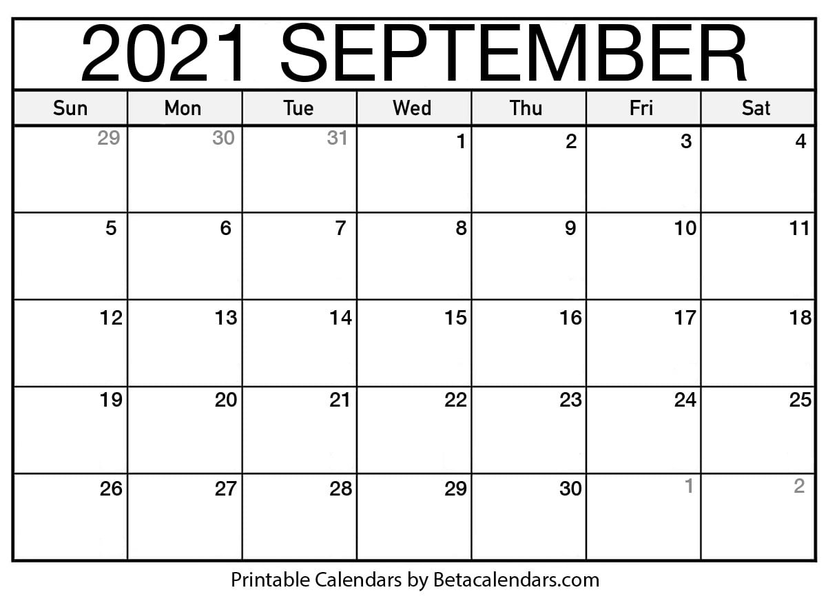 September 2021 Calendar | Blank Printable Monthly Calendars