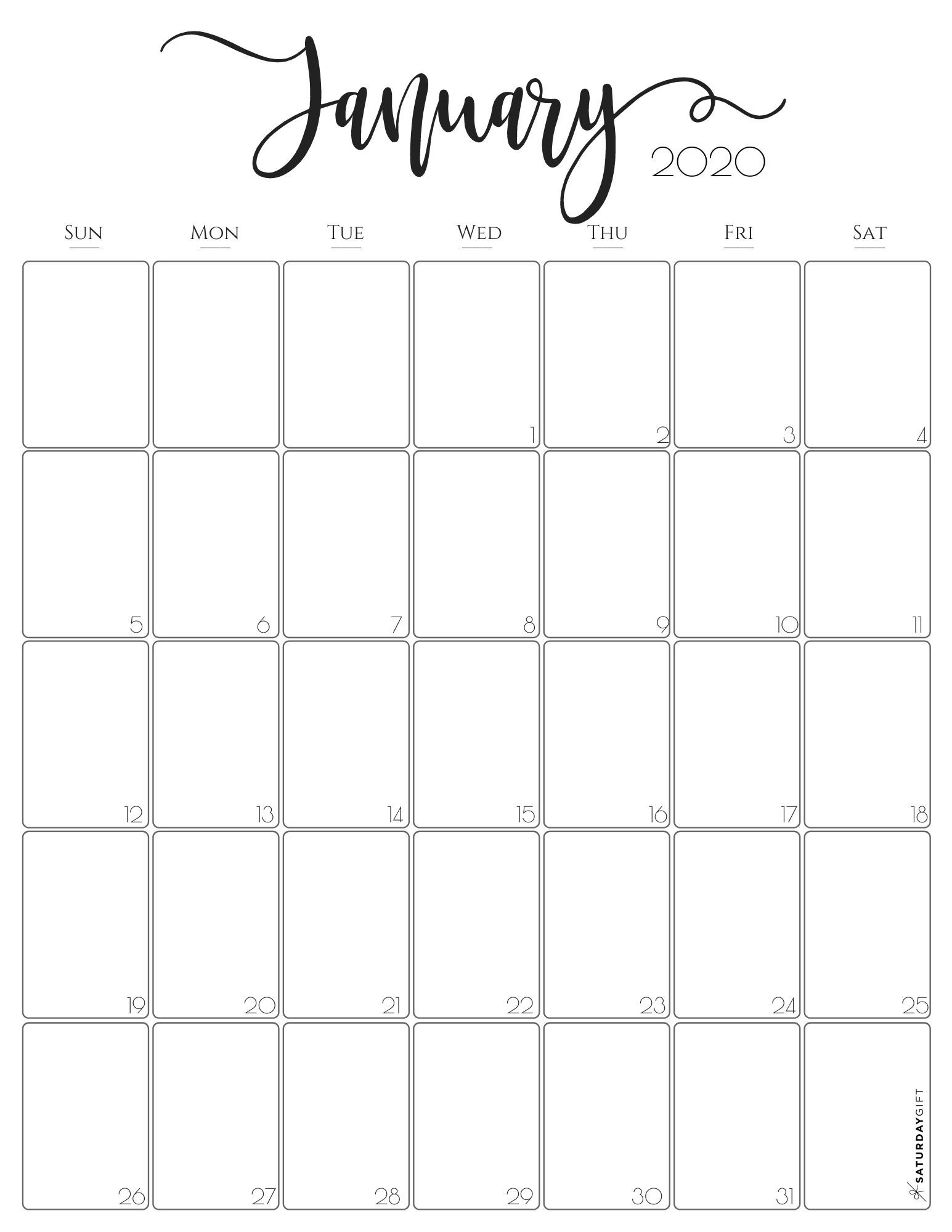 Simple &amp; Elegant Vertical 2021 Monthly Calendar - Pretty