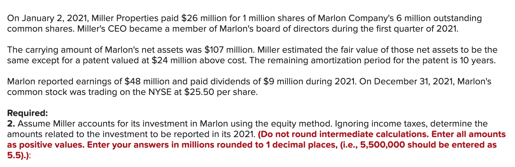 Solved: On January 2, 2021, Miller Properties Paid $26 Mil