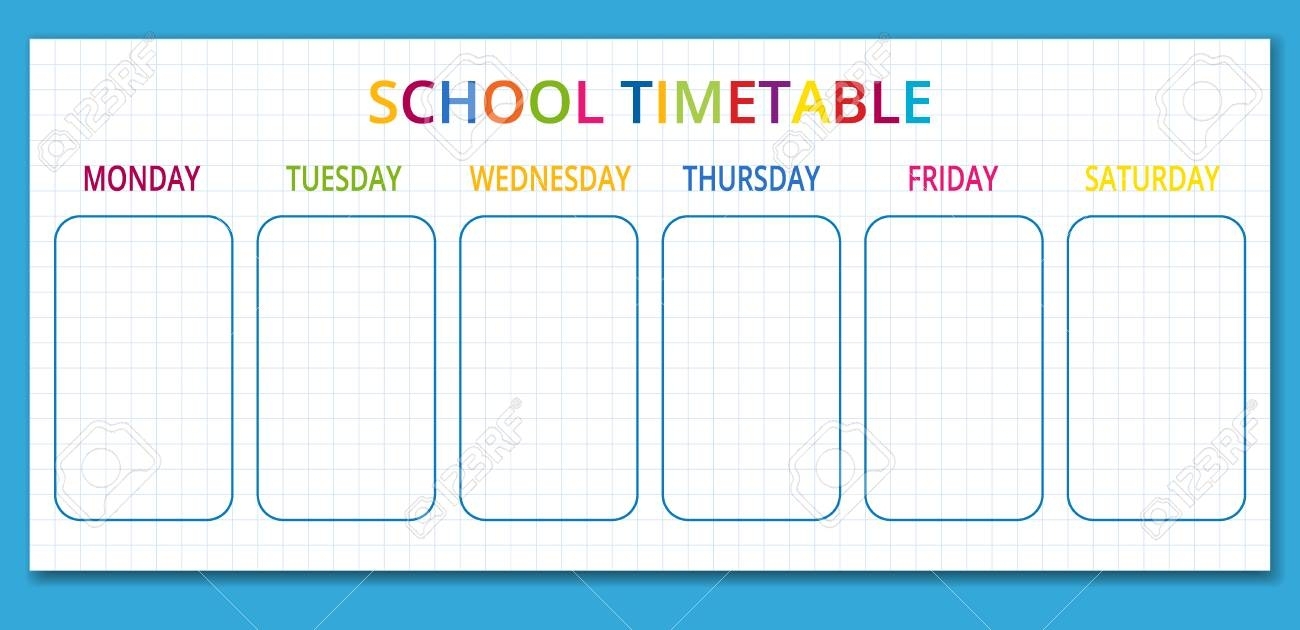 Template School Timetable For Students Or Pupils With Days Of..