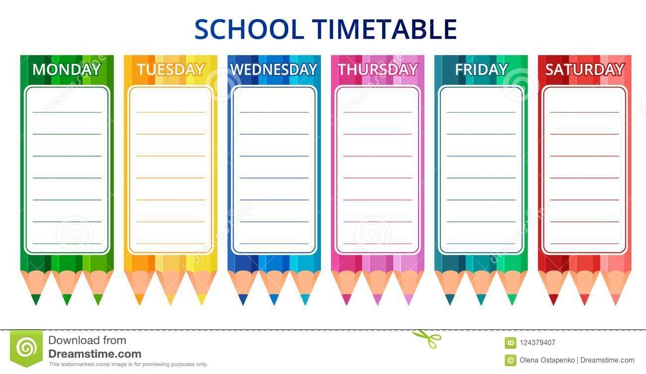 Template School Timetable For Students Or Pupils With Days