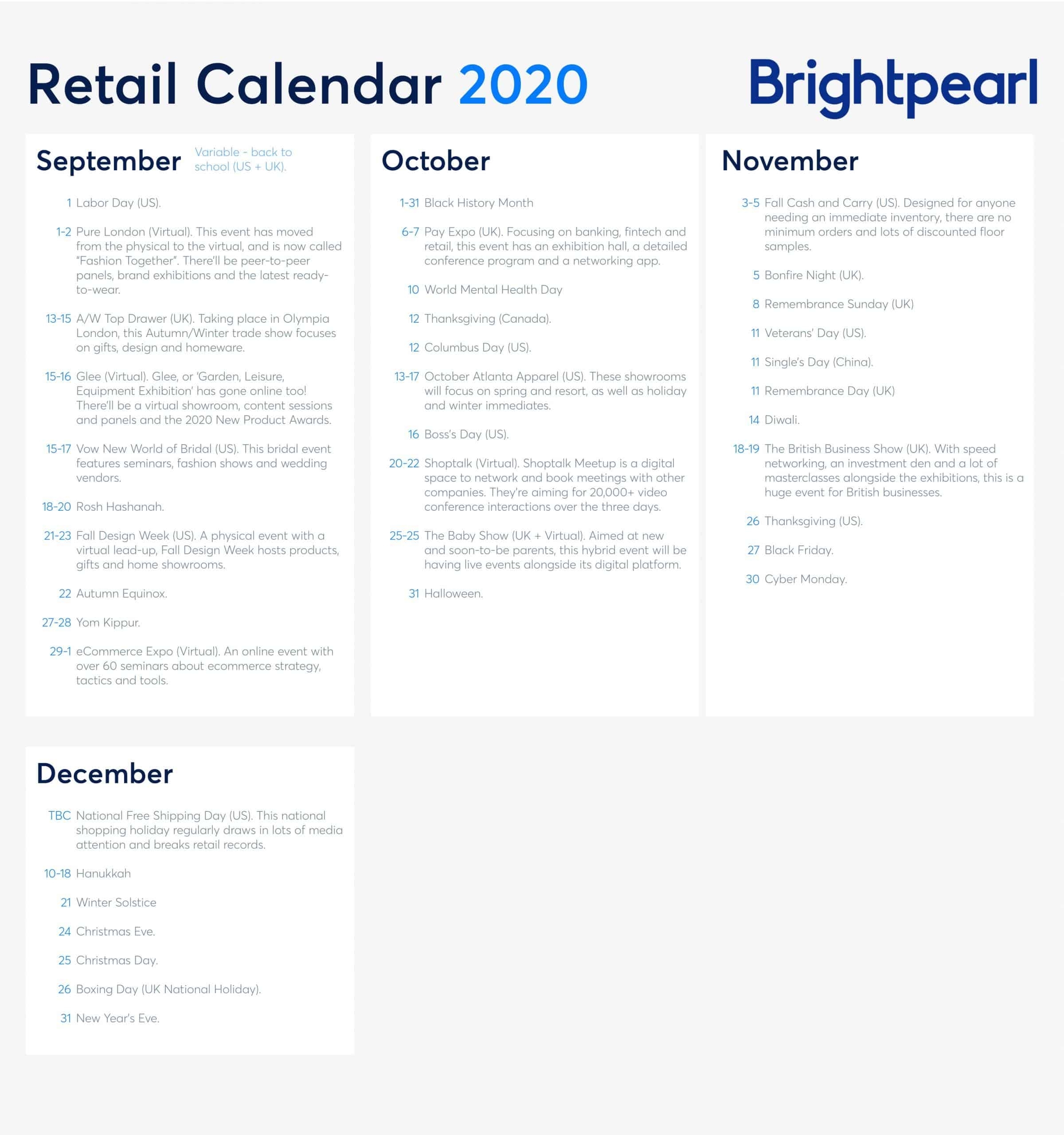 The 2020 And 2021 Retail Calendar: Key Dates You Need To