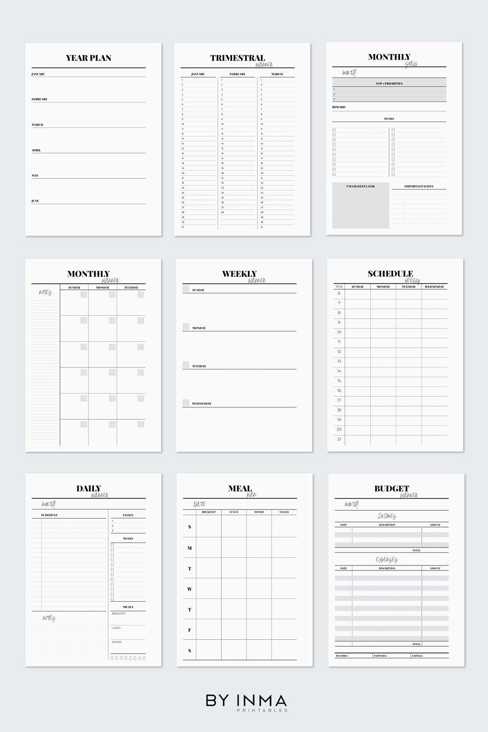 Undated Planner Printable, Weekly Planner, Daily Planner