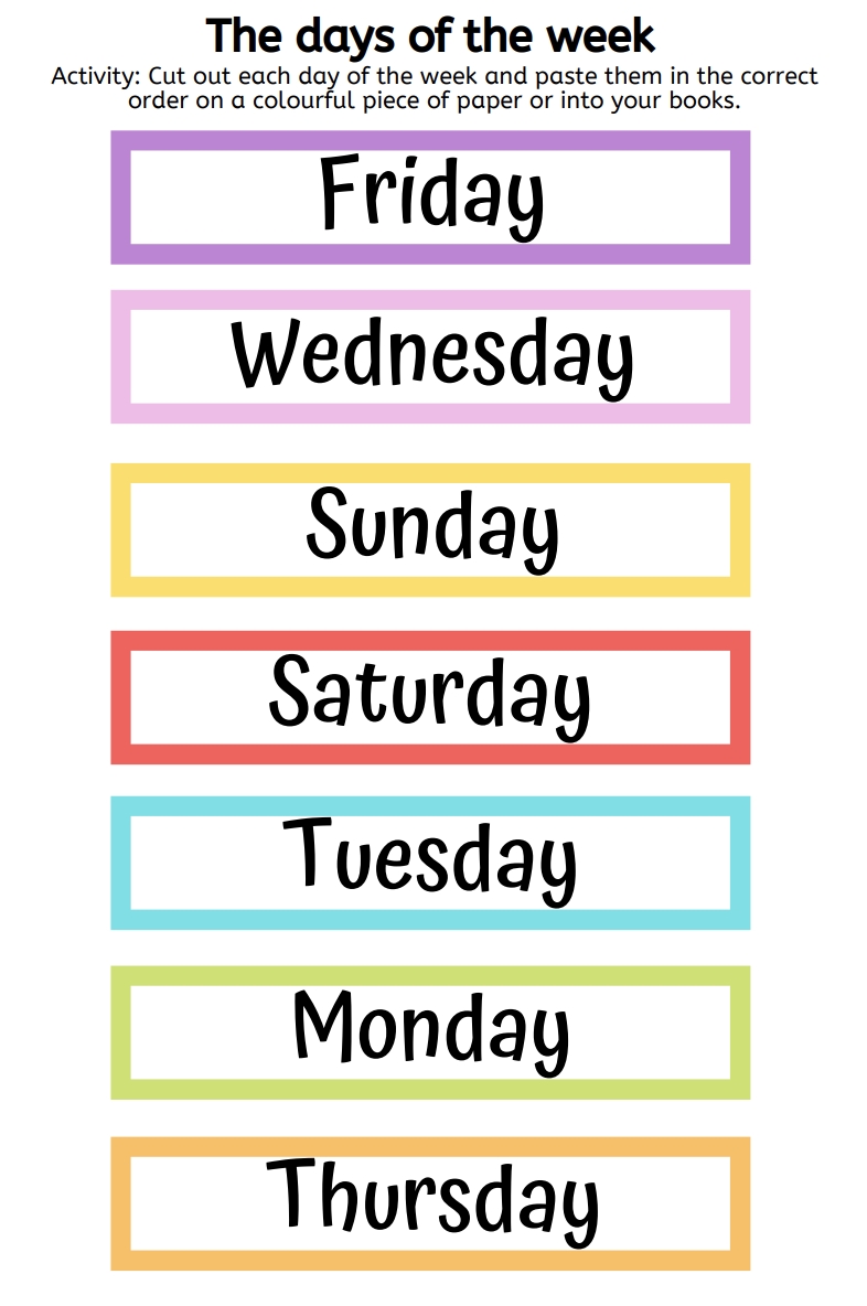 Unjumble The Days Of The Week Free Printable Activity In