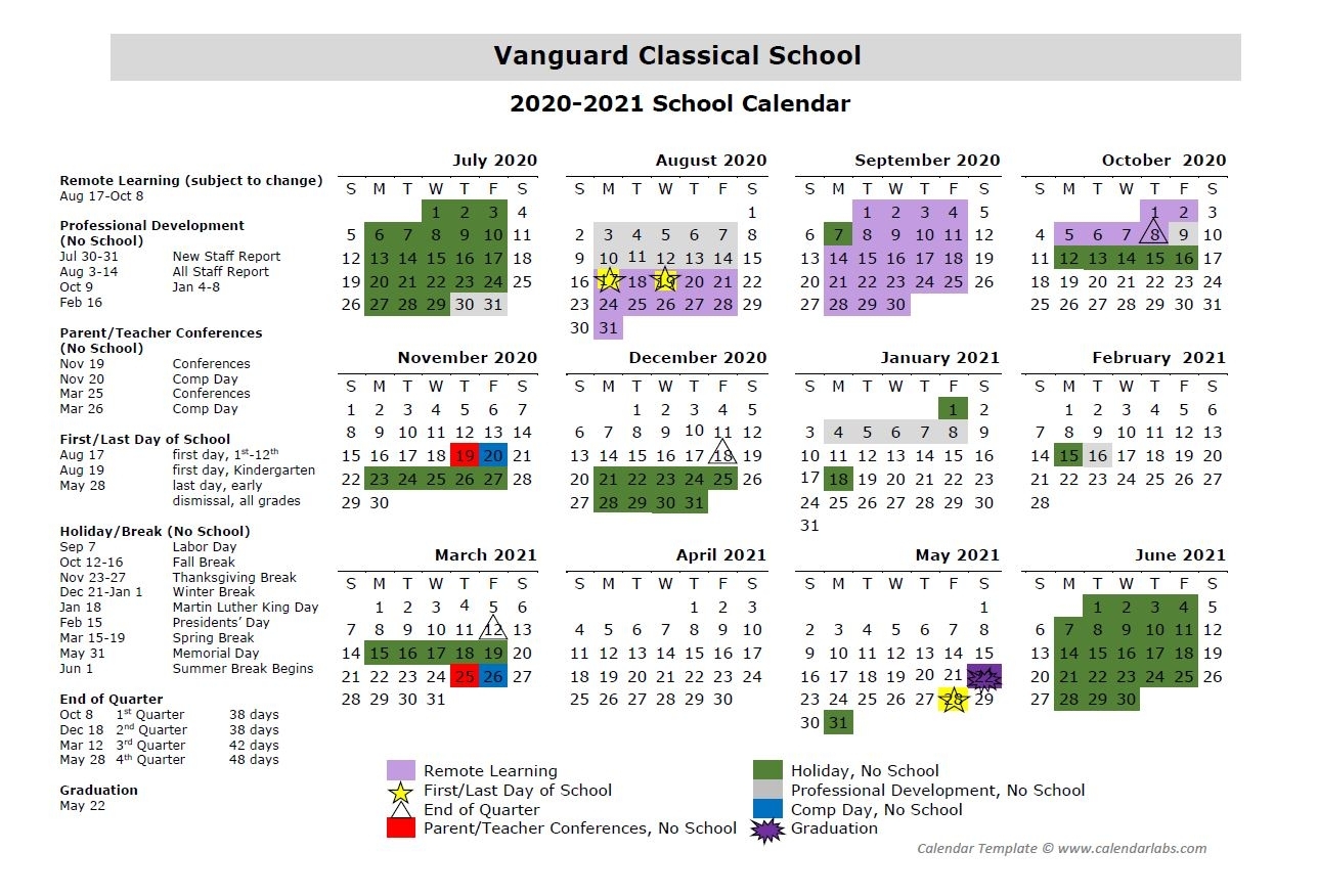Vcs Calendar - Vanguard School