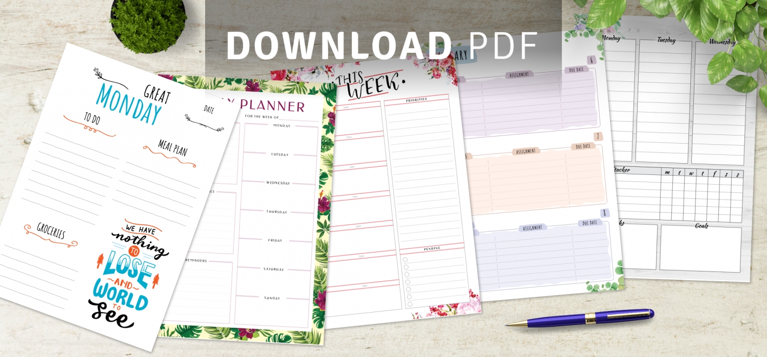 Week At A Glance Templates - Download Pdf