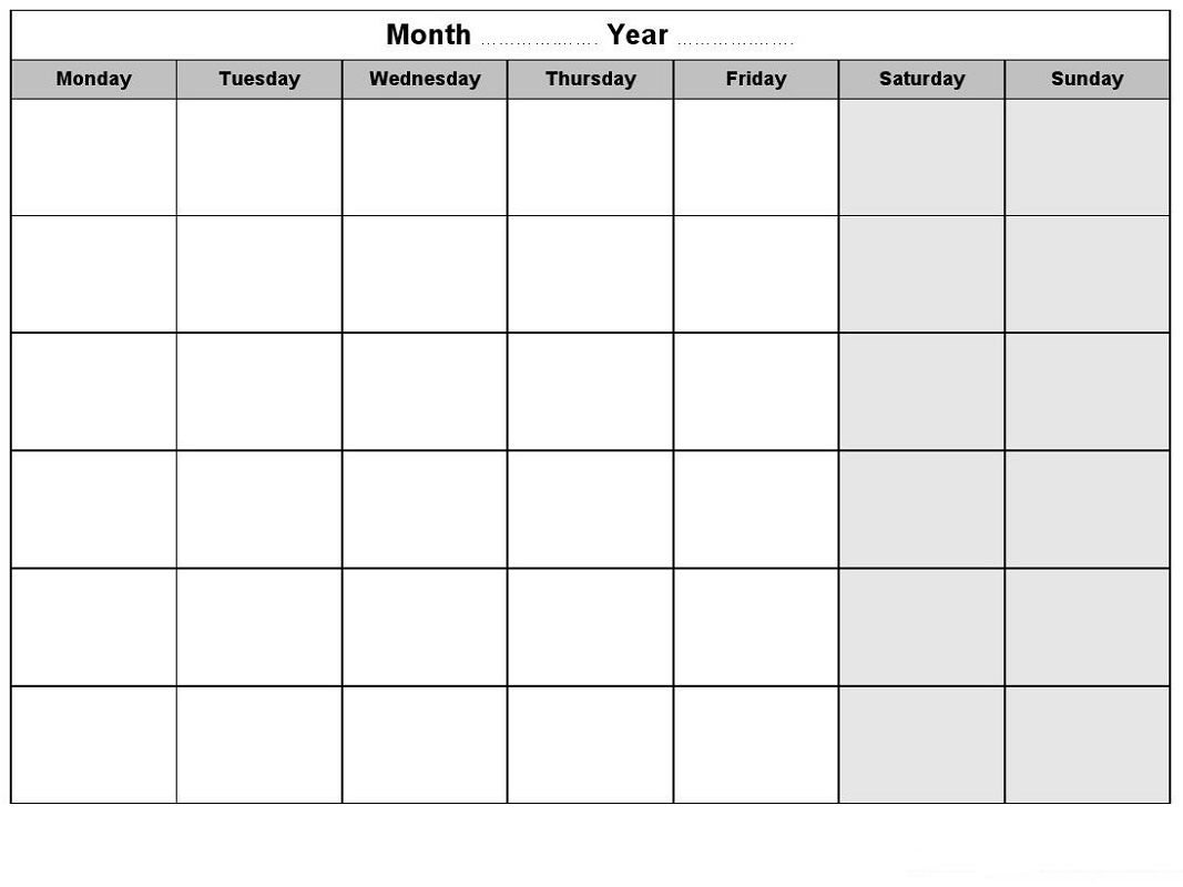 Weekly Blank Calendar For Any Purposes | Monthly Calendar