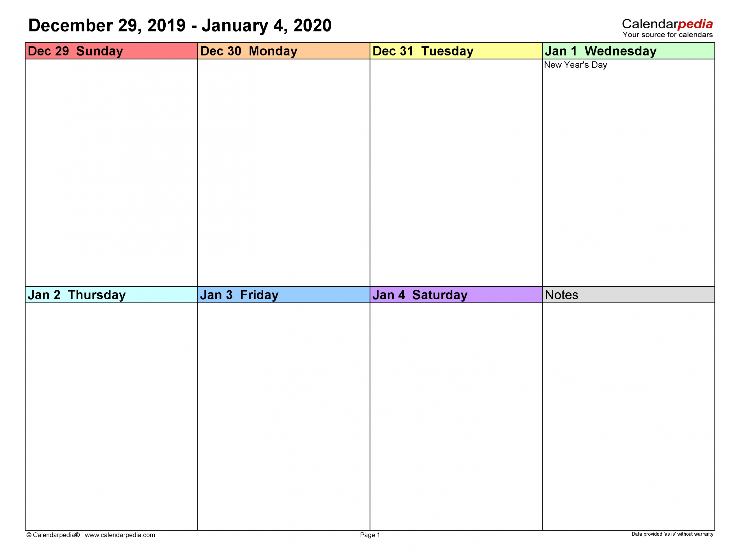 Weekly Calendars 2020 For Pdf - 12 Free Printable Templates