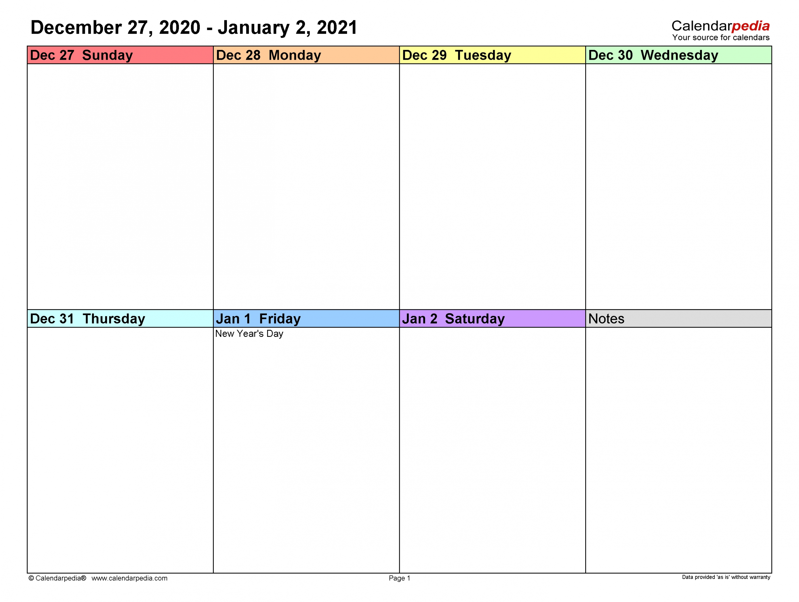 Weekly Calendars 2021 For Excel - 12 Free Printable Templates