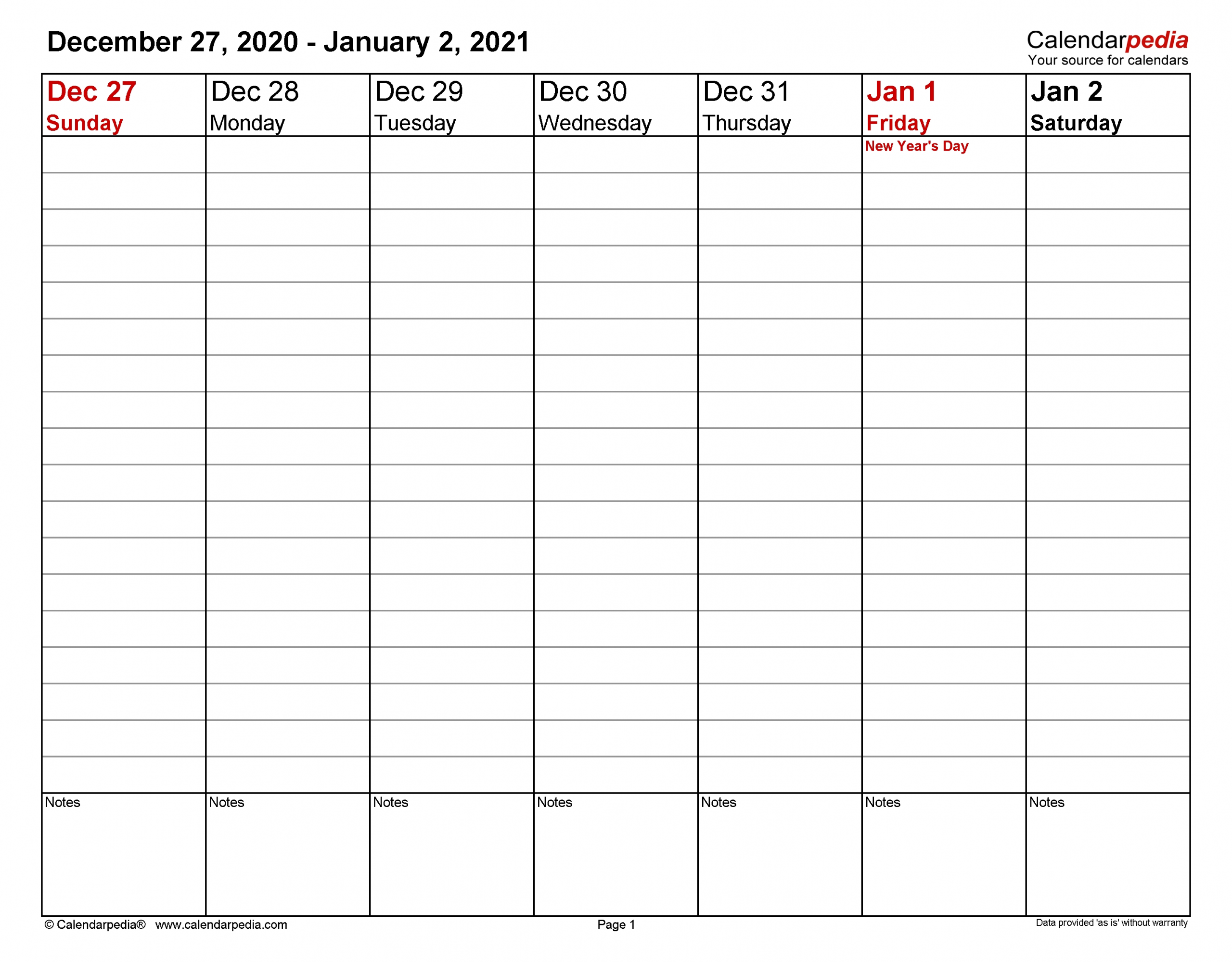 Weekly Calendars 2021 For Excel - 12 Free Printable Templates