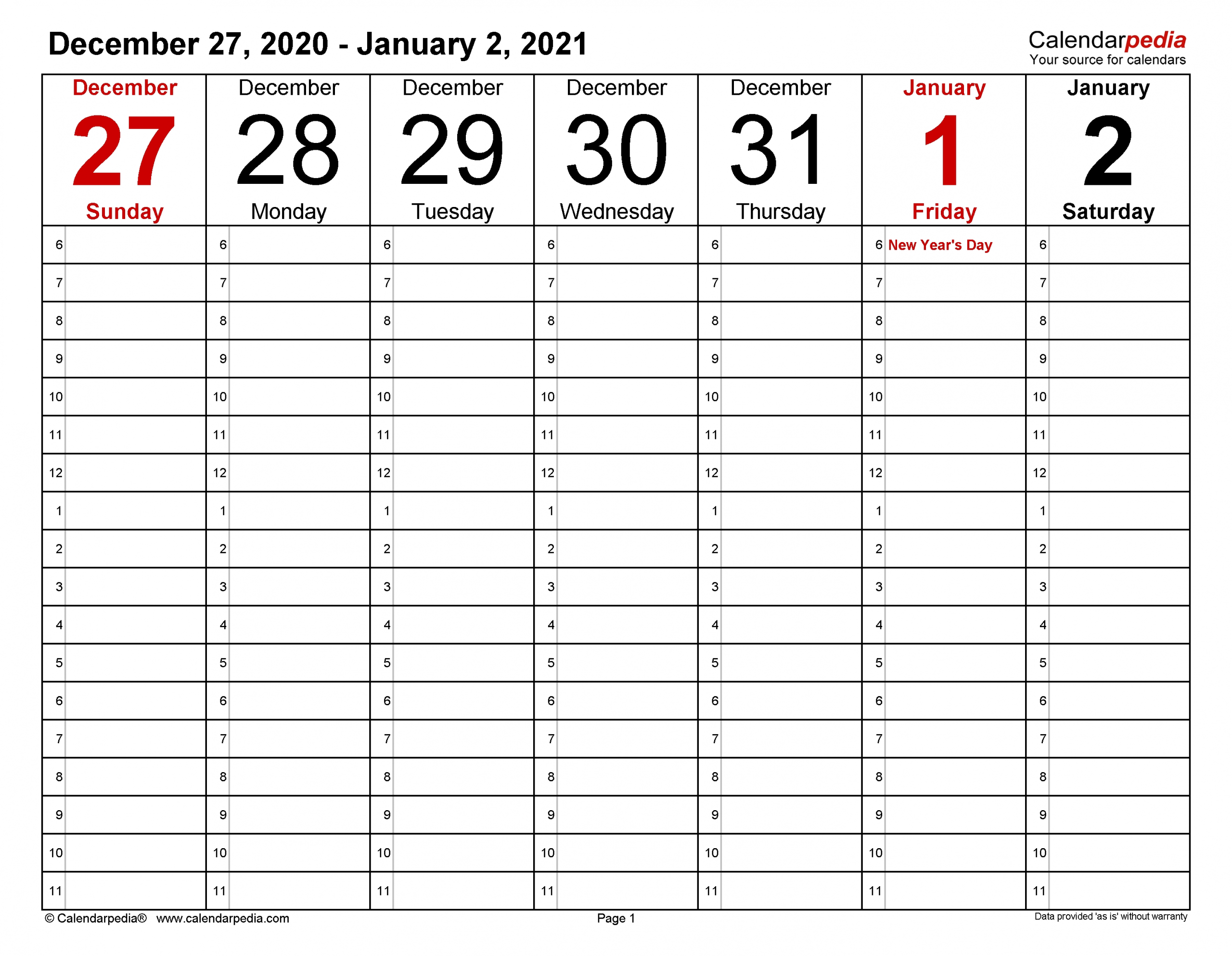 Weekly Calendars 2021 For Pdf - 12 Free Printable Templates