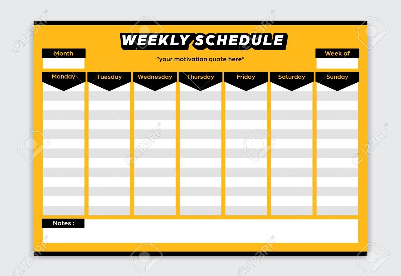 Weekly Schedule Bold Yellow And Black Color Style Planner Monday..