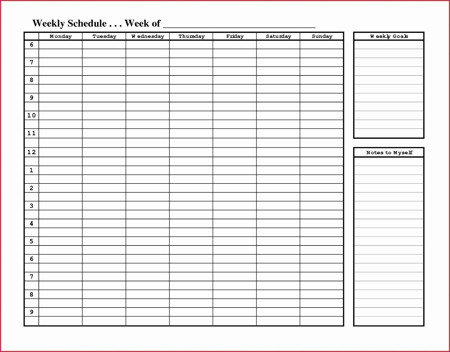 Weekly Schedule Template With Hours Unique 10 24 Hour Work