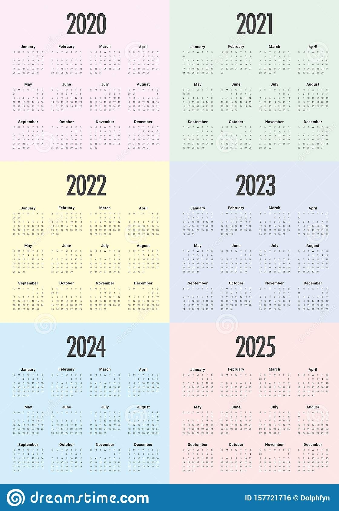 5 Year Calendar 2021 2025 | Month Calendar Printable