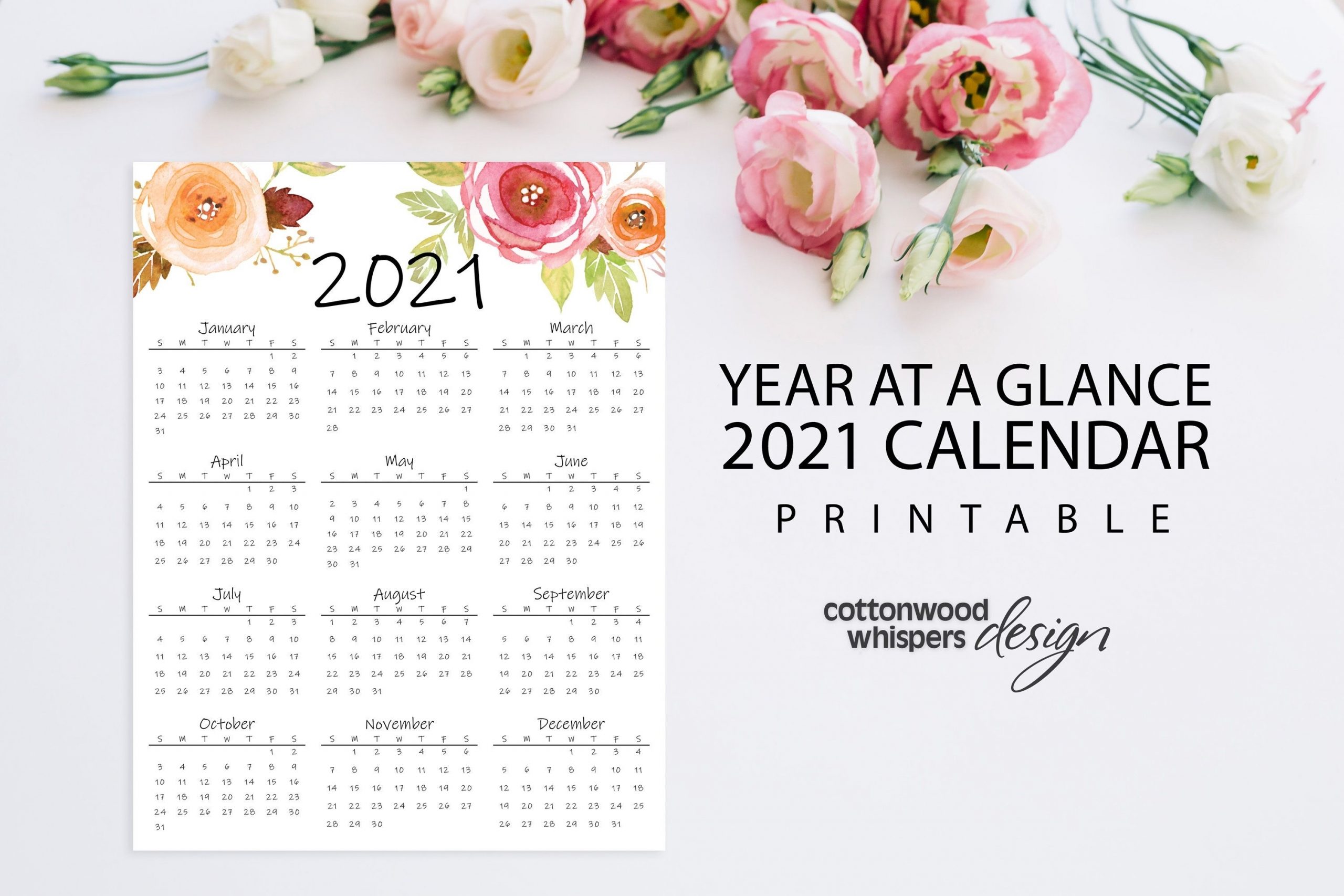 Year At A Glance Calendar 2021 Printable Calendar Letter