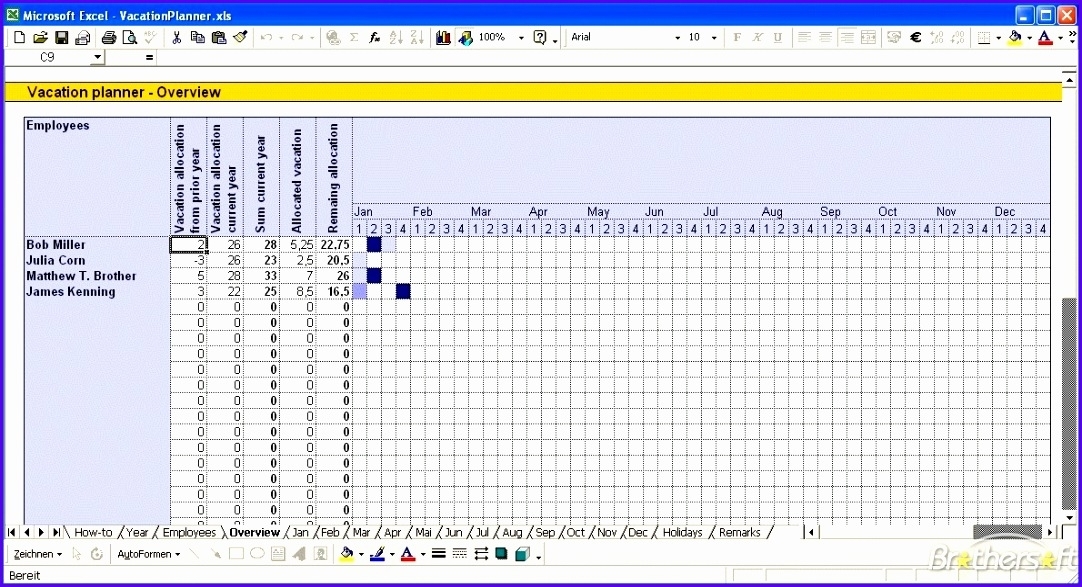 12 Vacation Calendar Template Excel - Excel Templates