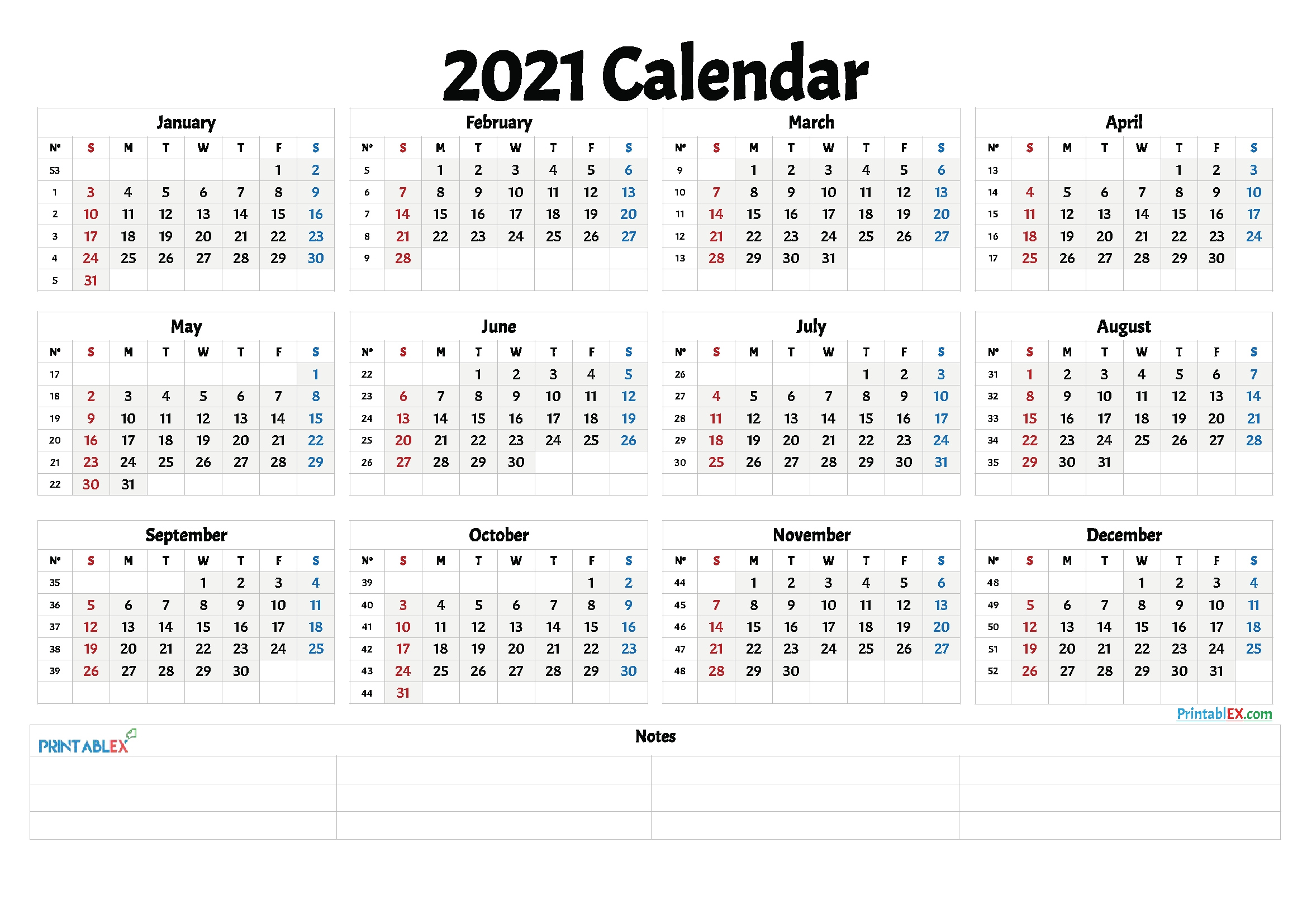 20+ Calendar 2021Week Number - Free Download Printable