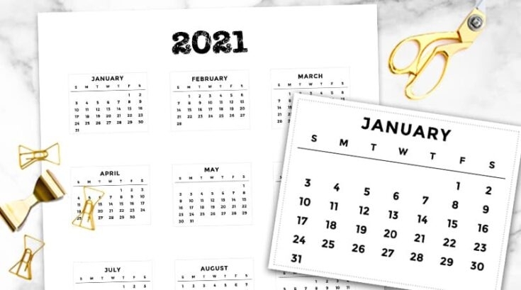 20 Free Printable 2021 Calendars - Lovely Planner