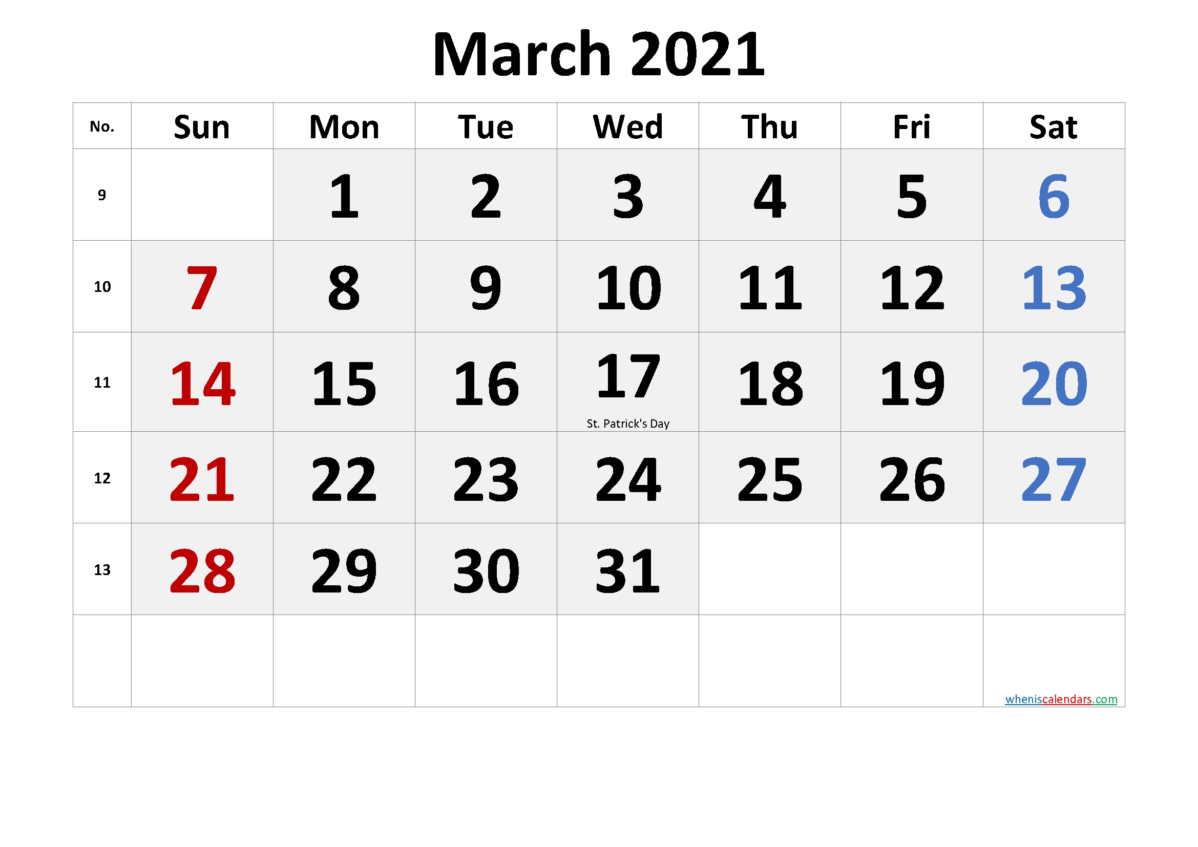 20+ March 2021 Holidays - Free Download Printable Calendar