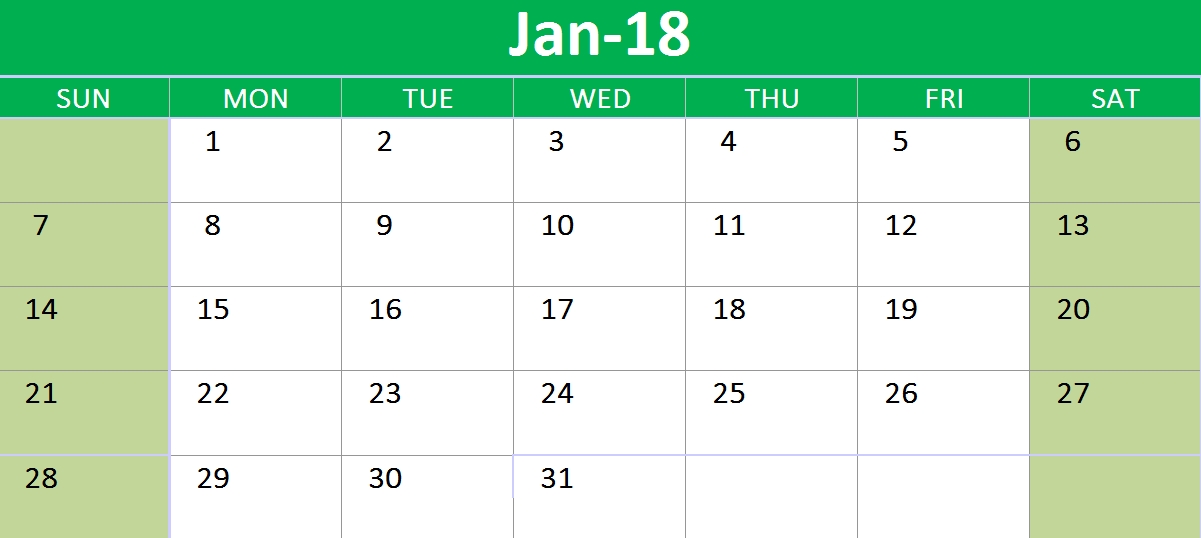 2018 Calendar Google Sheets Printable Templates | Template