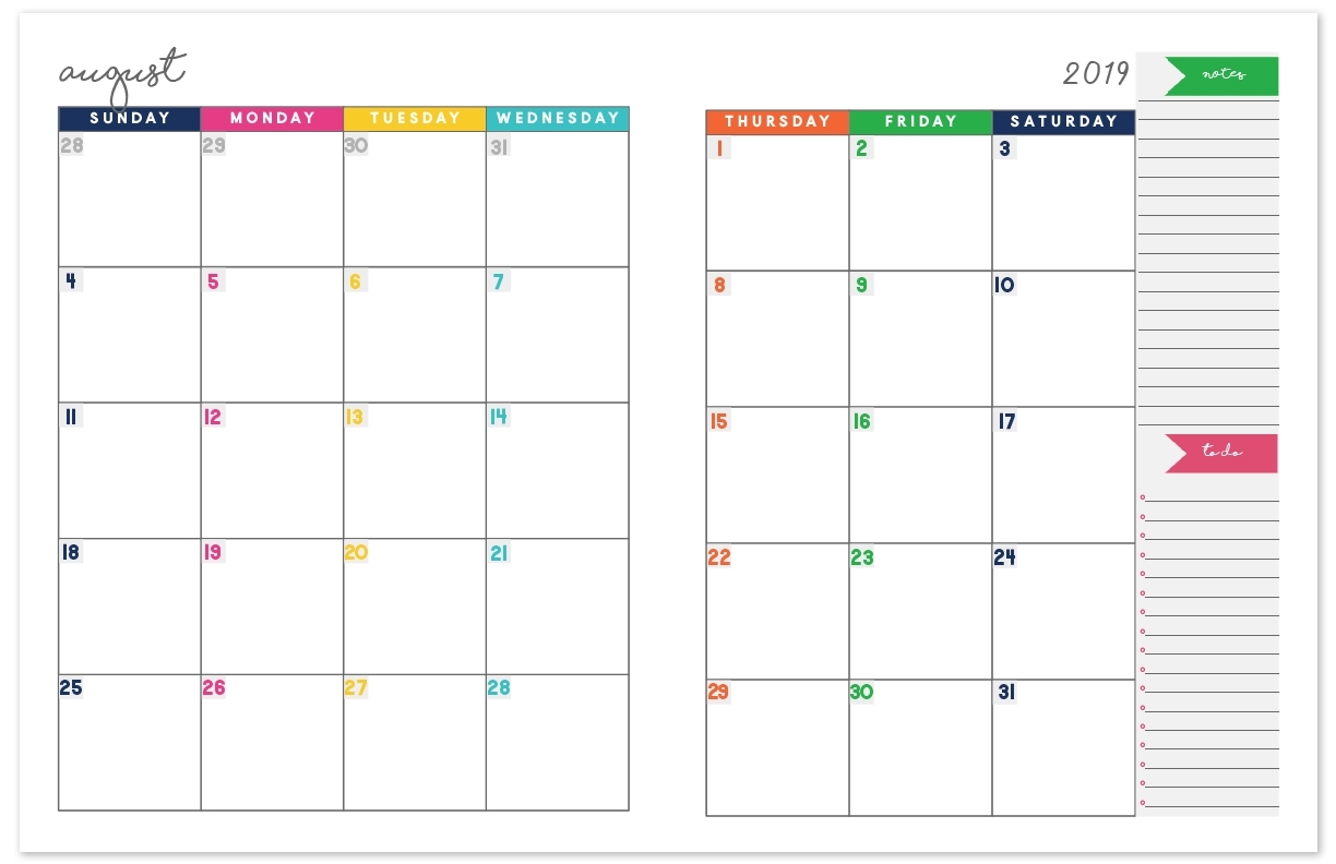 2019-2020 Monthly Calendar Planner | Free Printable