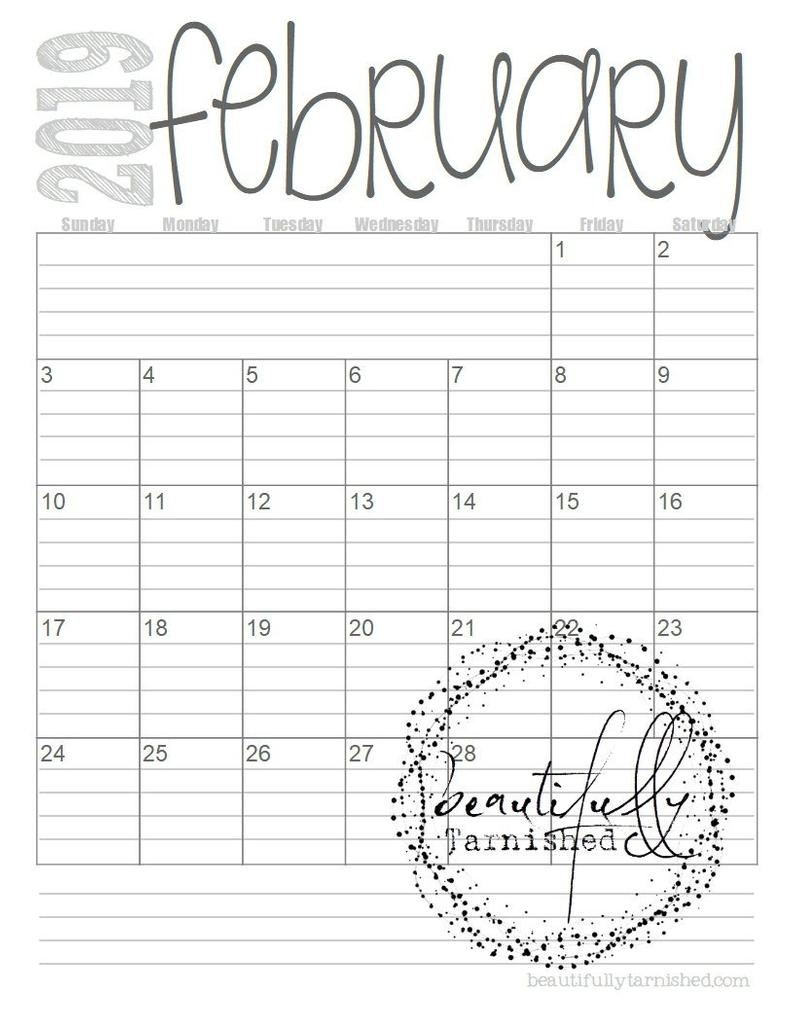 2019 Lined Monthly Calendars Full Year Printable Pdf | Etsy