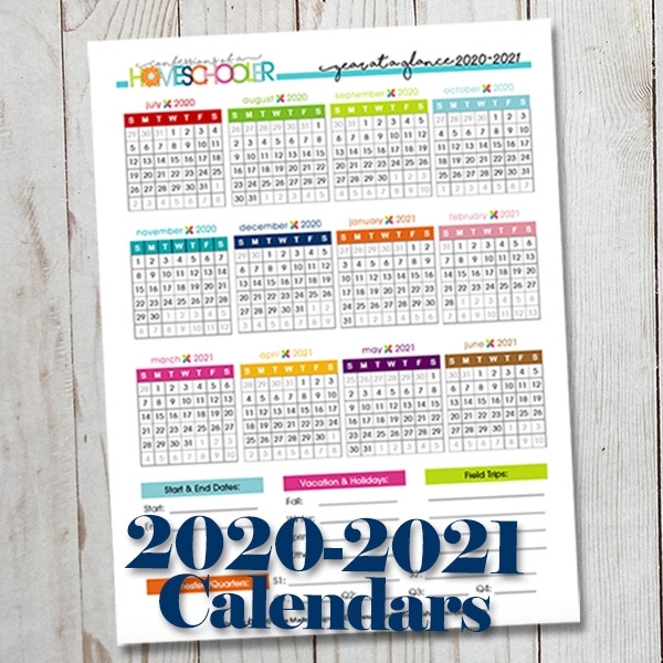 2020-2021 Year At A Glance Printable Calendars