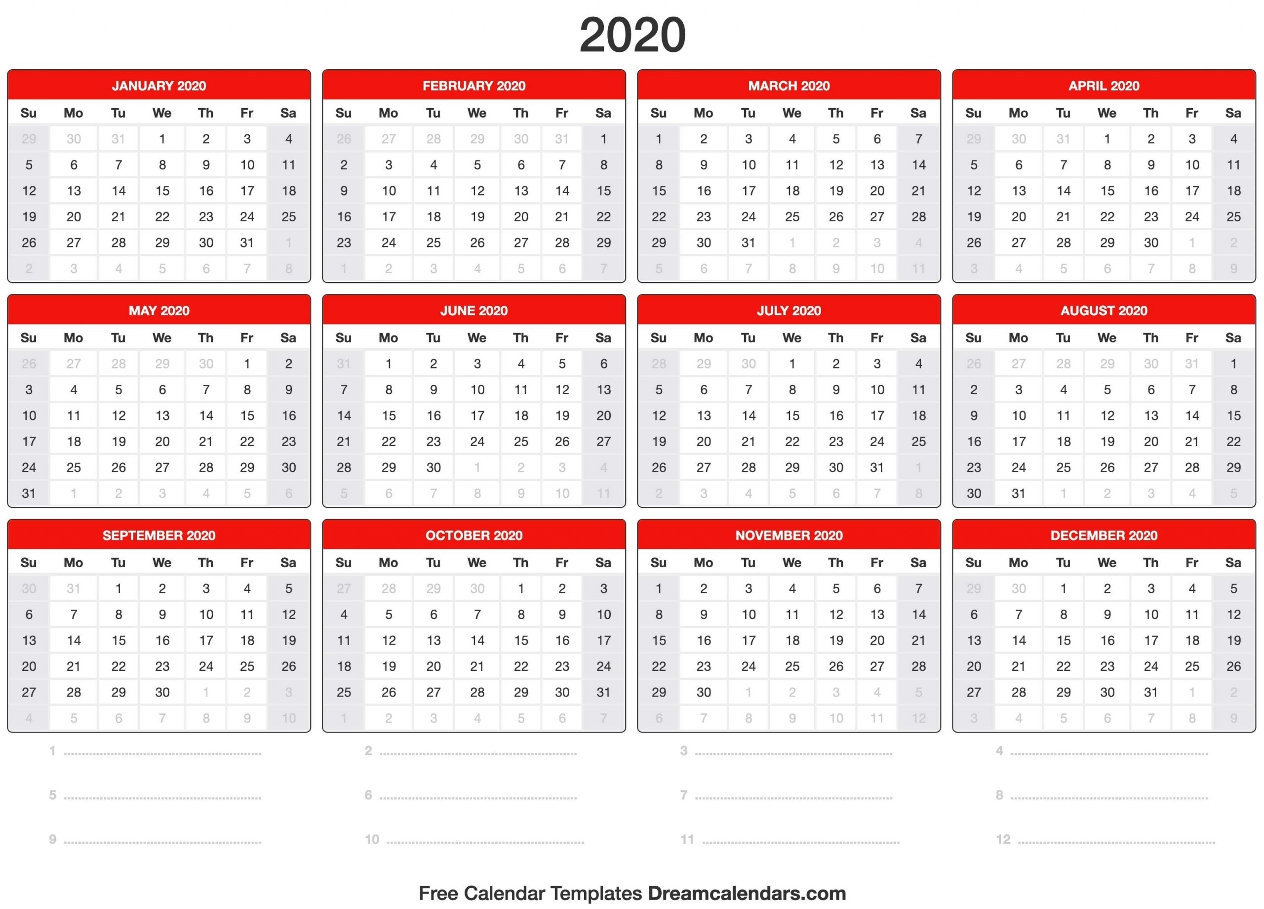 2020 Calender Year Week Wise - Calendar Inspiration Design