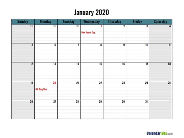 2020 Google Docs Daily Planner - Free Printable Templates