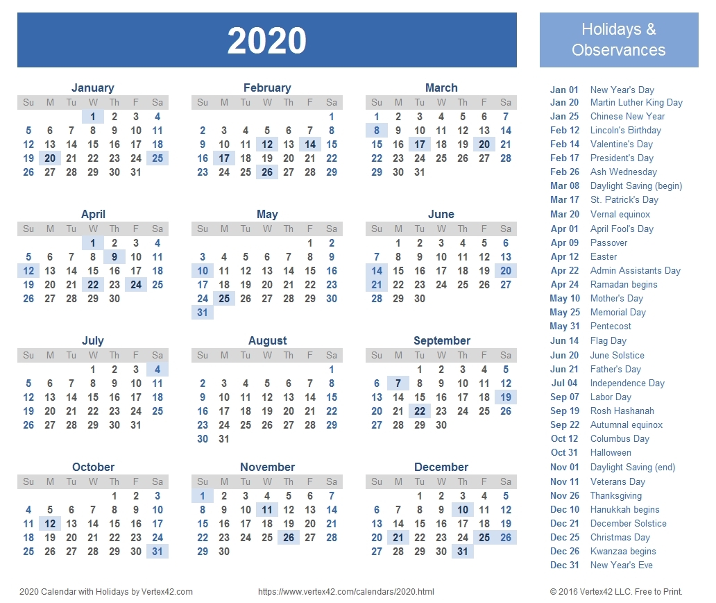 2020 Week Wise Calendar - Calendar Inspiration Design