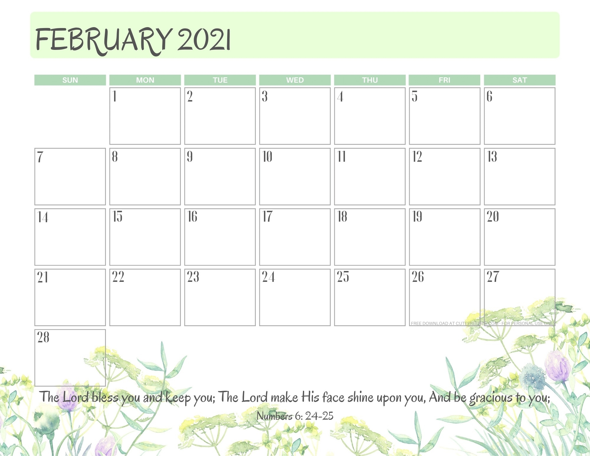 2021 Bible Verse Calendar Free Printable! - Cute Freebies