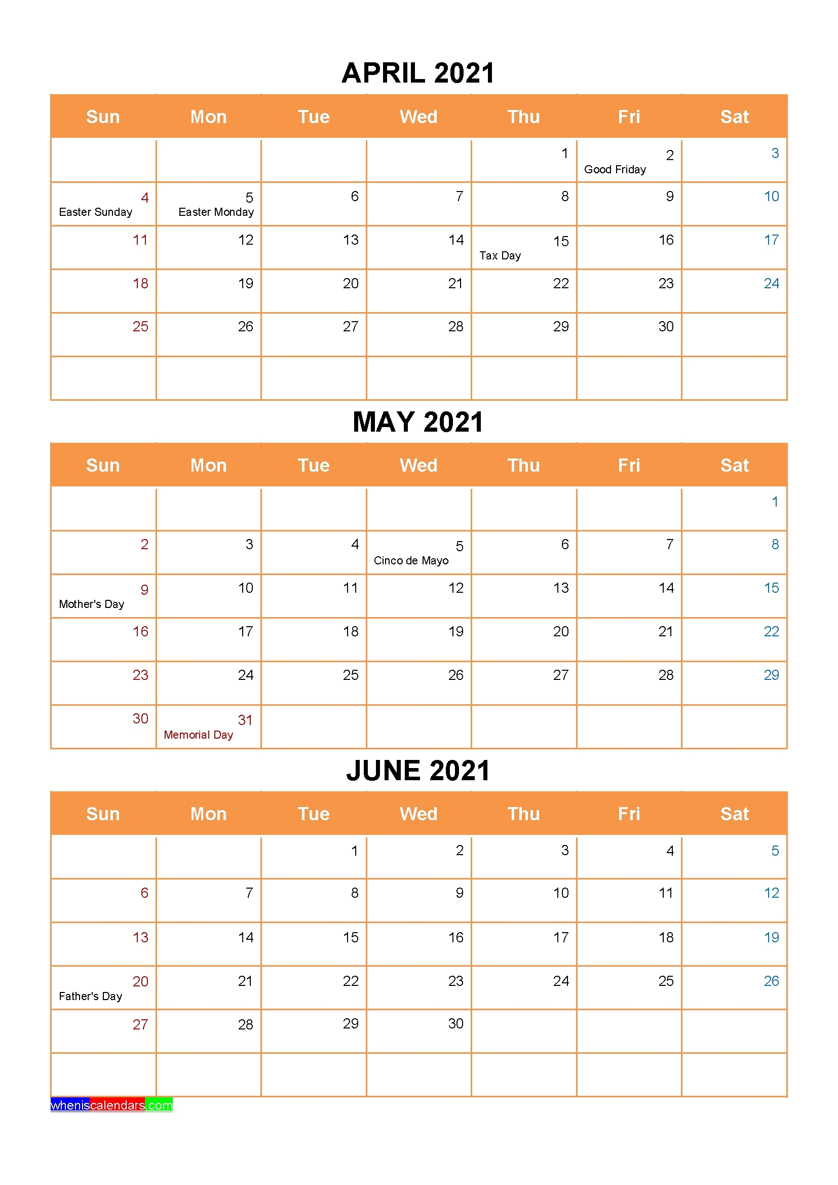 2021 Calandar Quarters | Month Calendar Printable