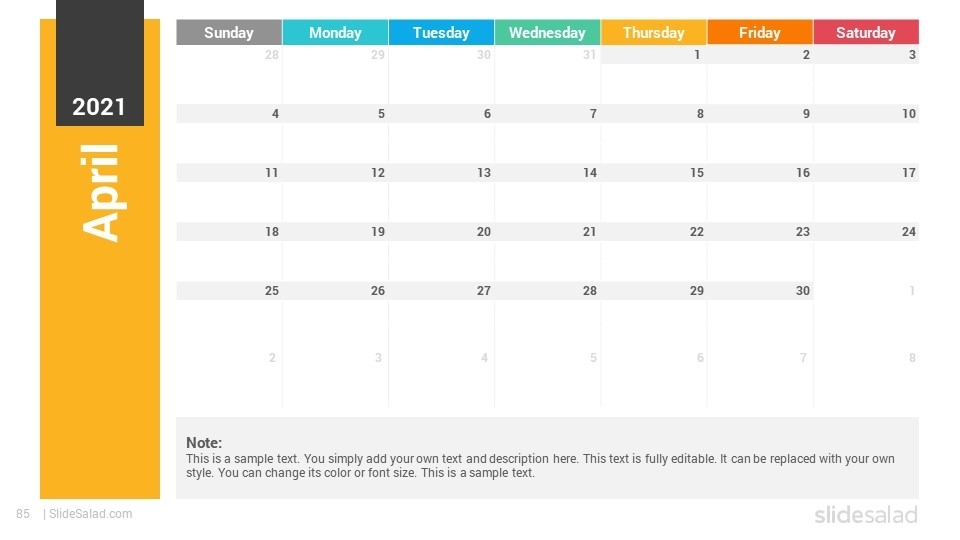 2021 Calendar Google Slides Template Designs - Slidesalad