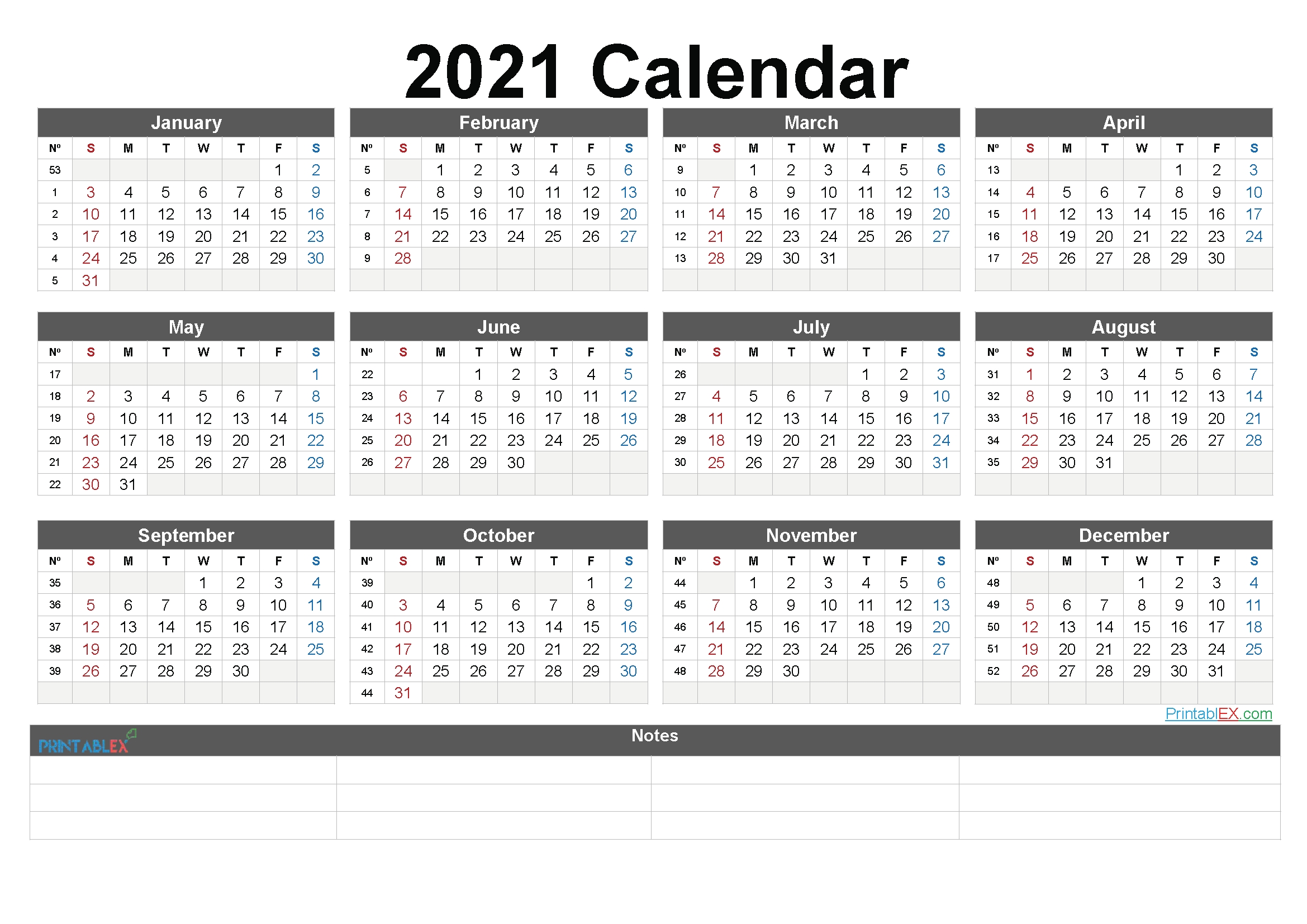 2021 Calendar With Week Numbers Philippines | Free