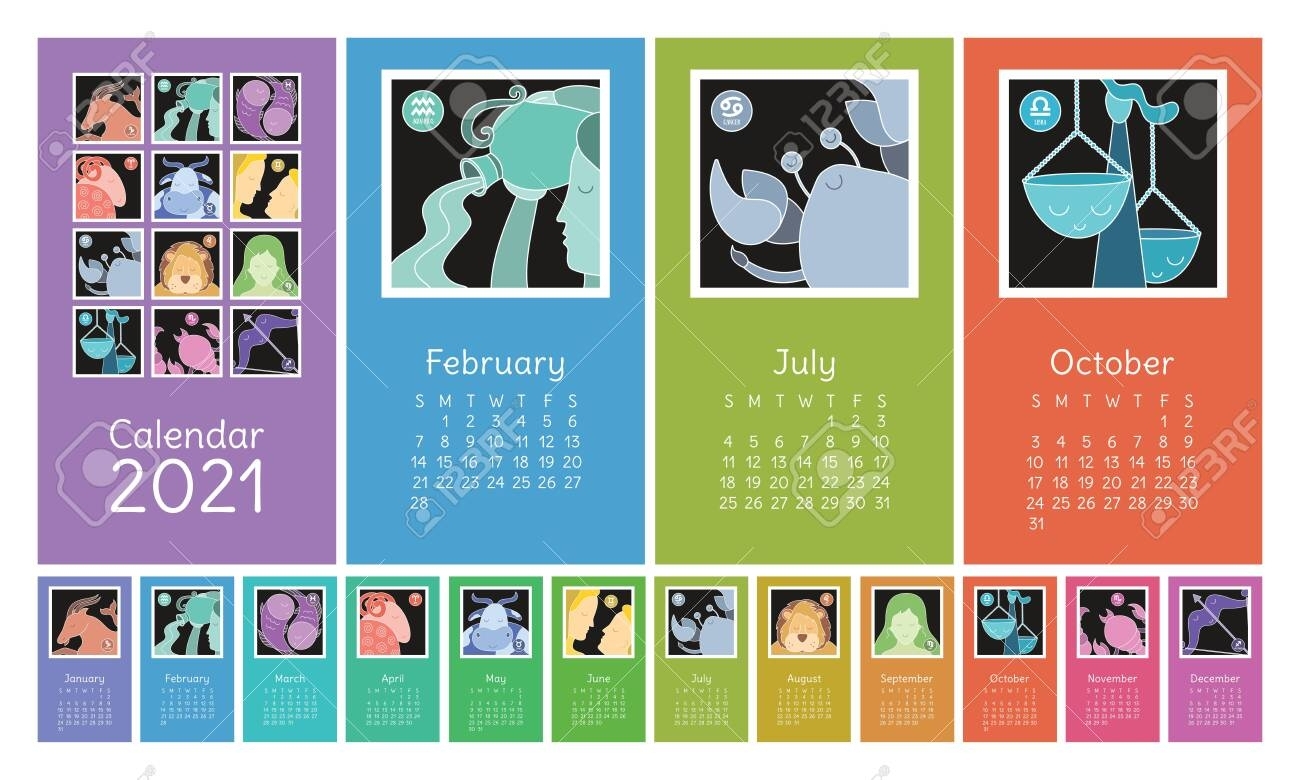 2021 Calendar With Zodiac Signs | Calendar Printables Free